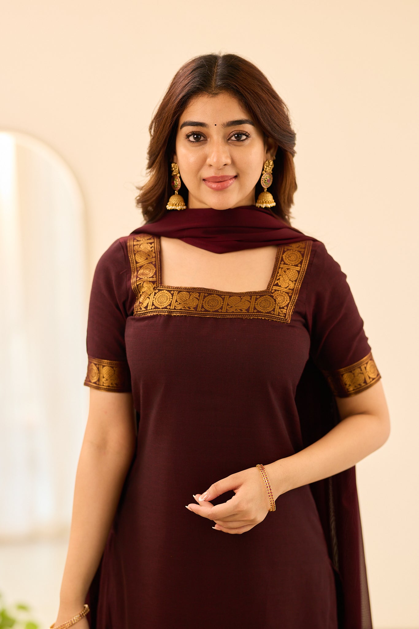 Deep Royal Brown Chettinad Cotton Salwar