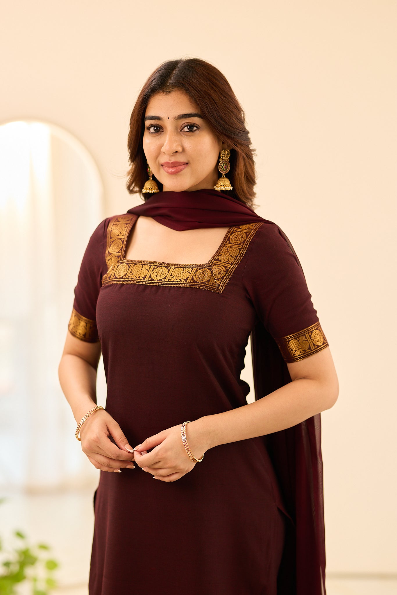 Deep Royal Brown Chettinad Cotton Salwar