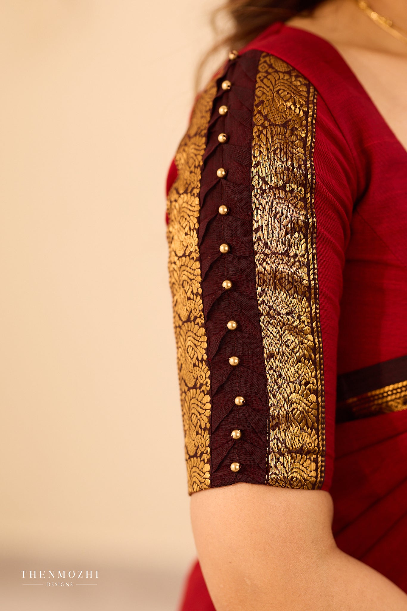 Earth Red with Coffee Brown border Chettinad Cotton saree