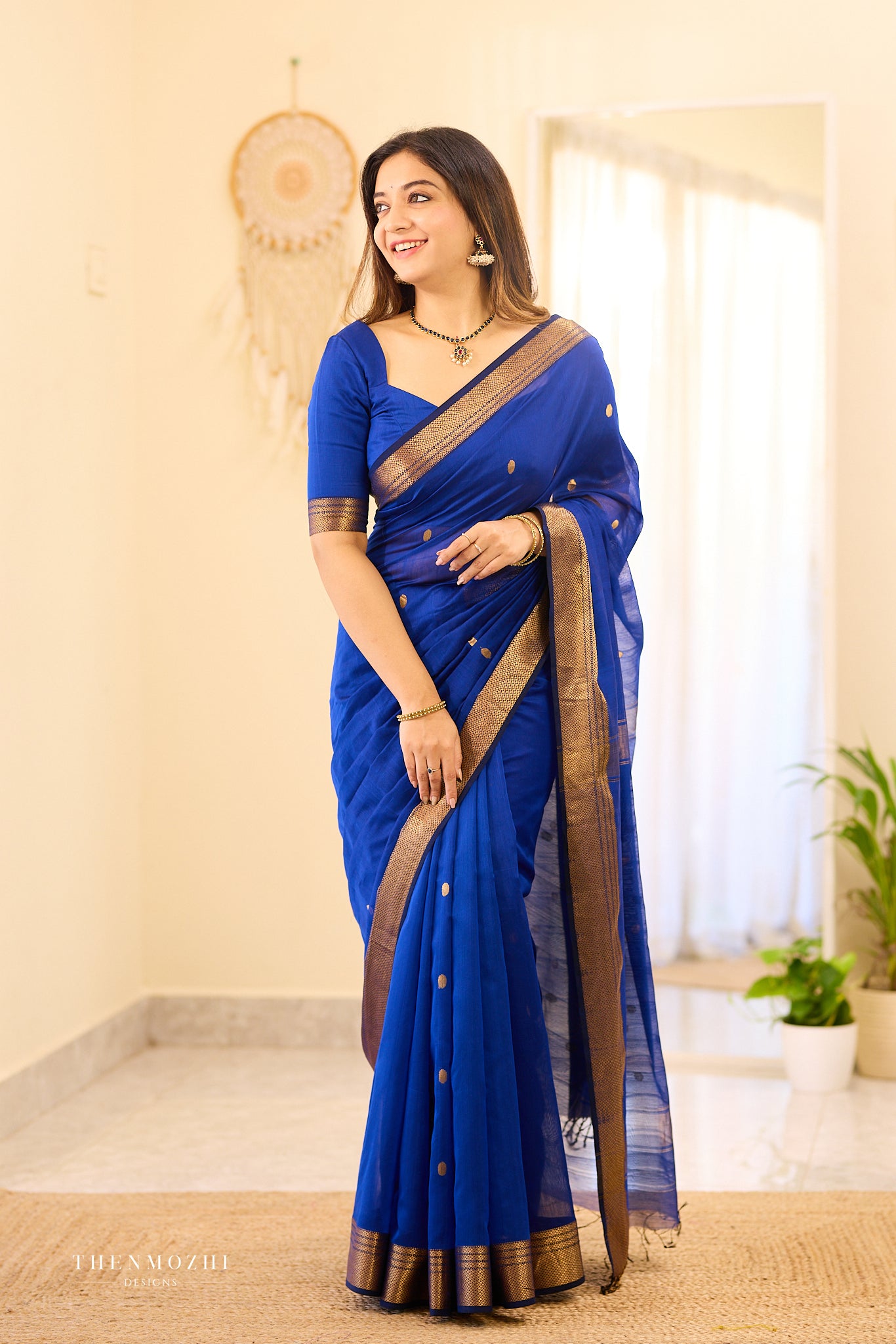 Gloss Berry Maheshwari silk cotton saree