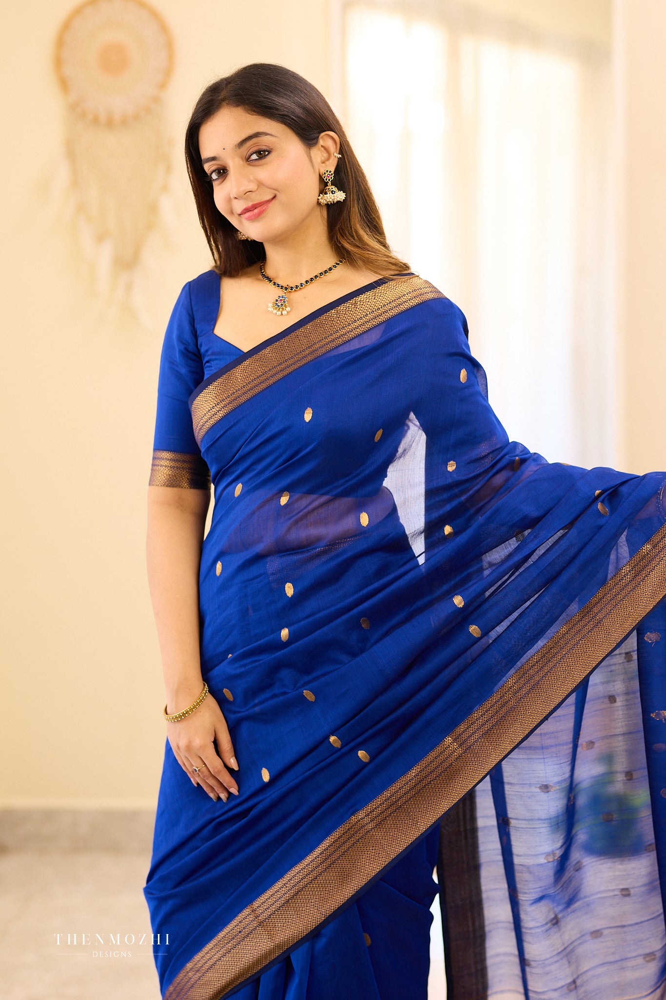 Gloss Berry Maheshwari silk cotton saree