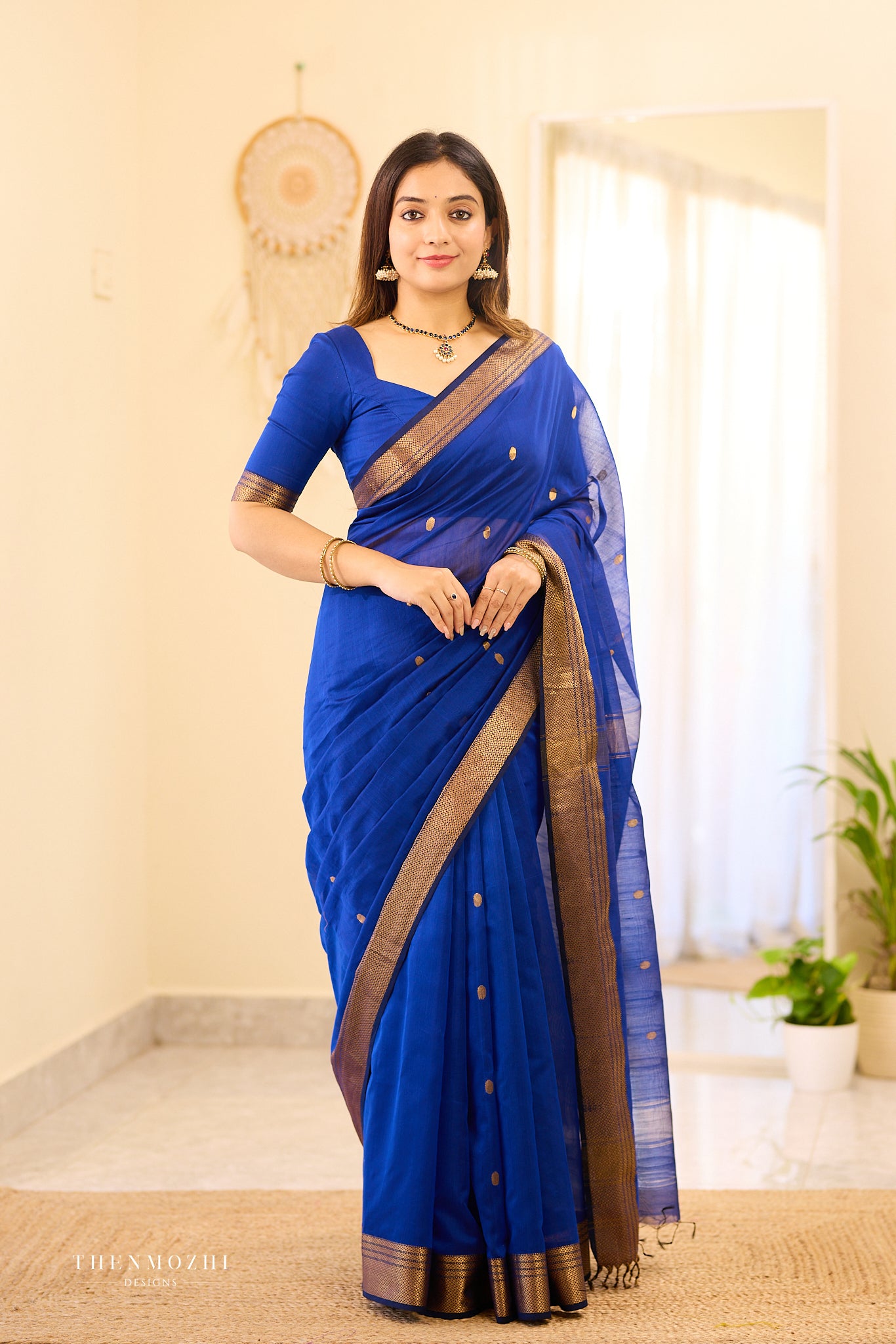Gloss Berry Maheshwari silk cotton saree