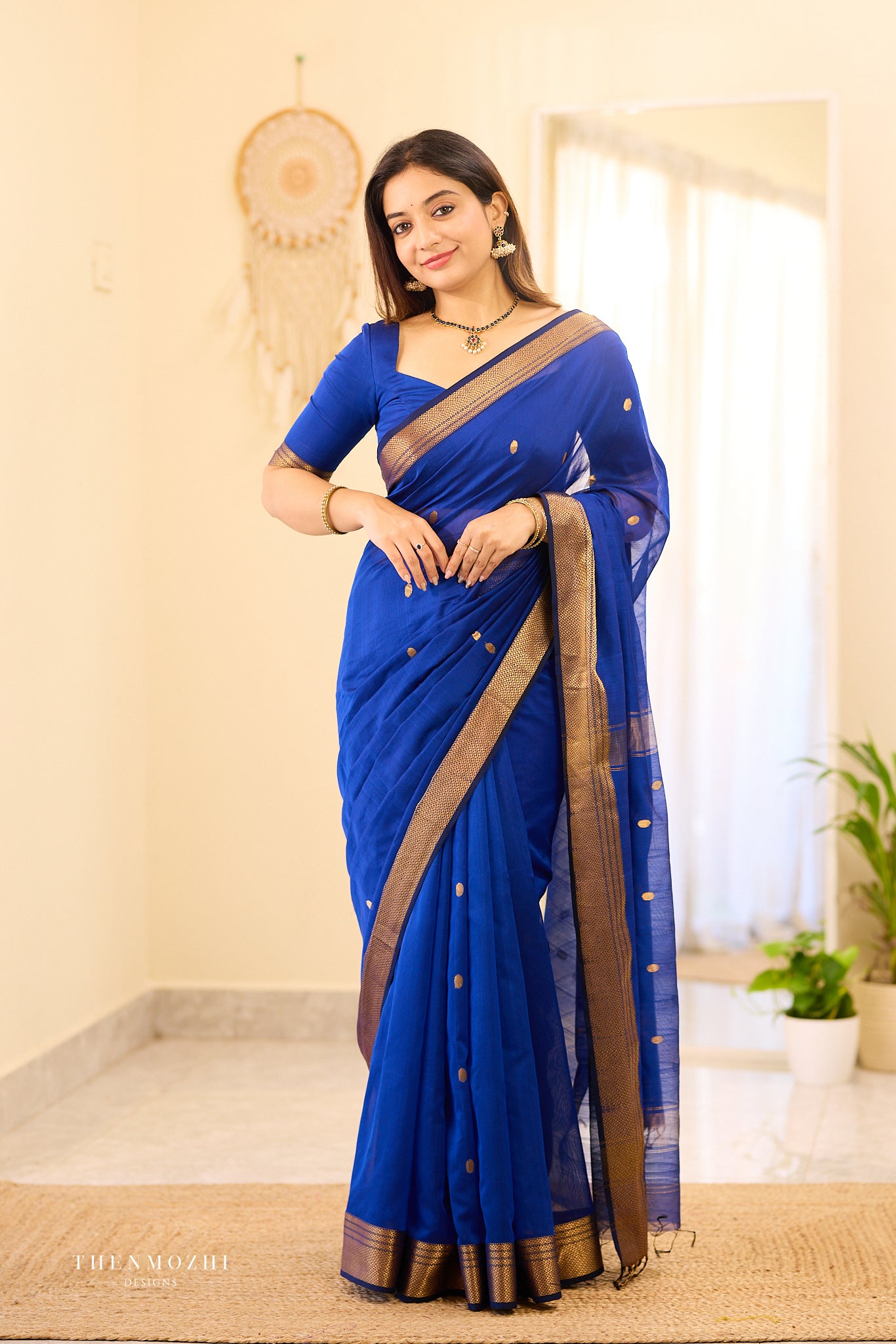 Gloss Berry Maheshwari silk cotton saree