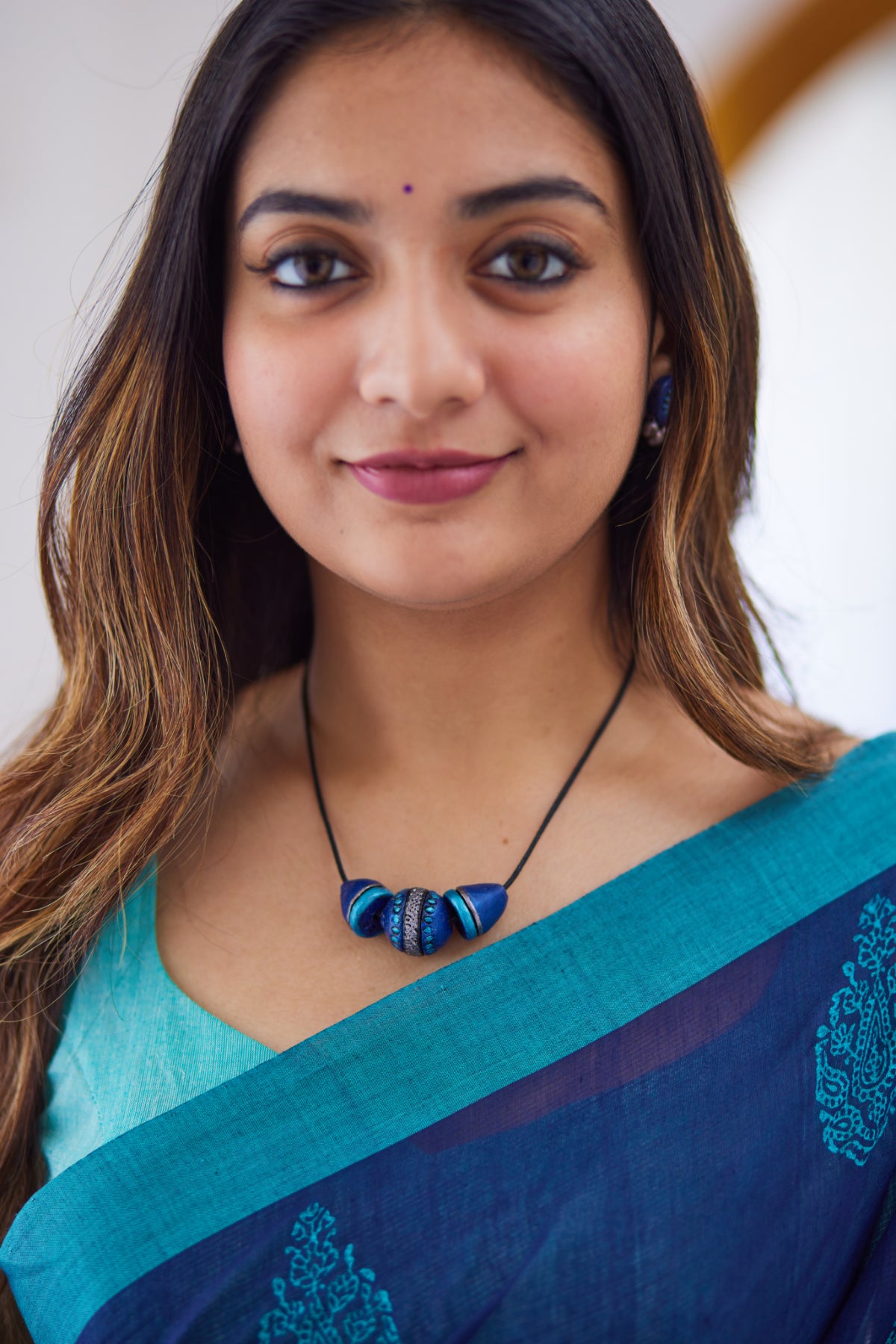 Blue Sapphire - Mangalagiri Block Printed Cotton Saree