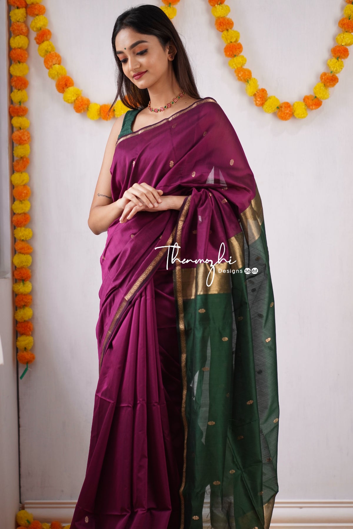Ethnic Pink Maheshwari Silk Handloom Cotton Saree