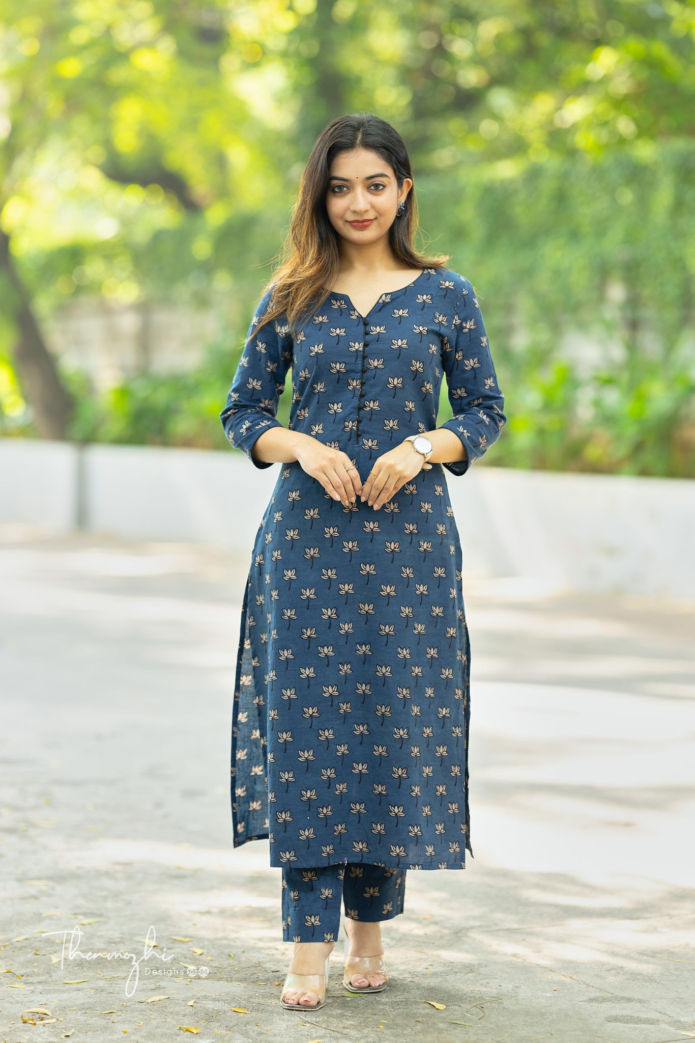 Dark Blue Ajrakh Printed Co-ord Set