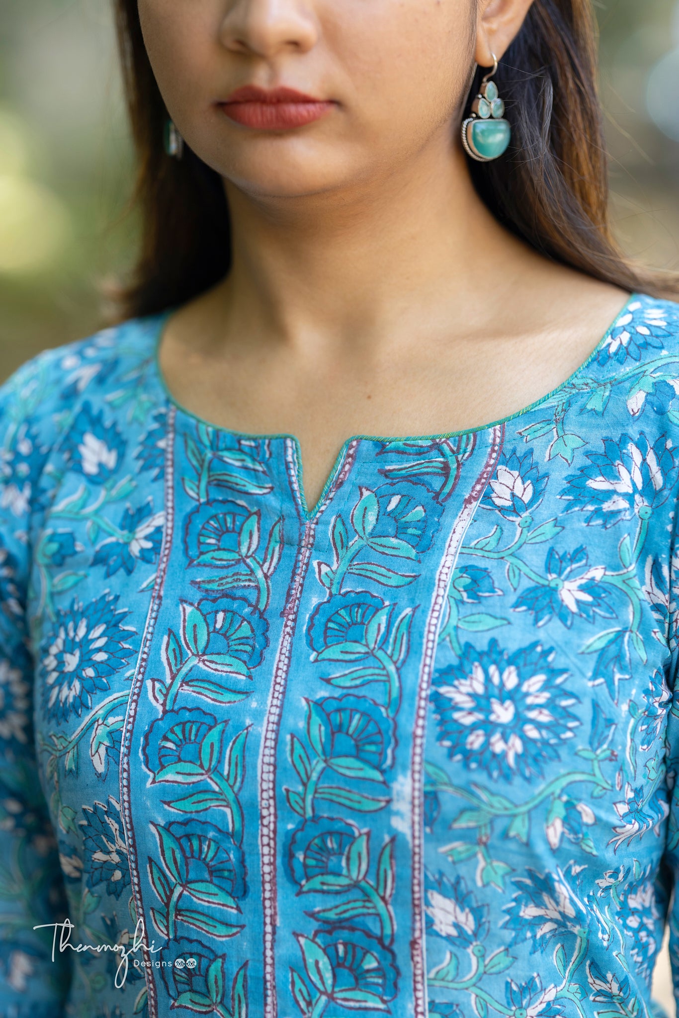 Pastel Blue Cotton Suit Set with Kota Dupatta