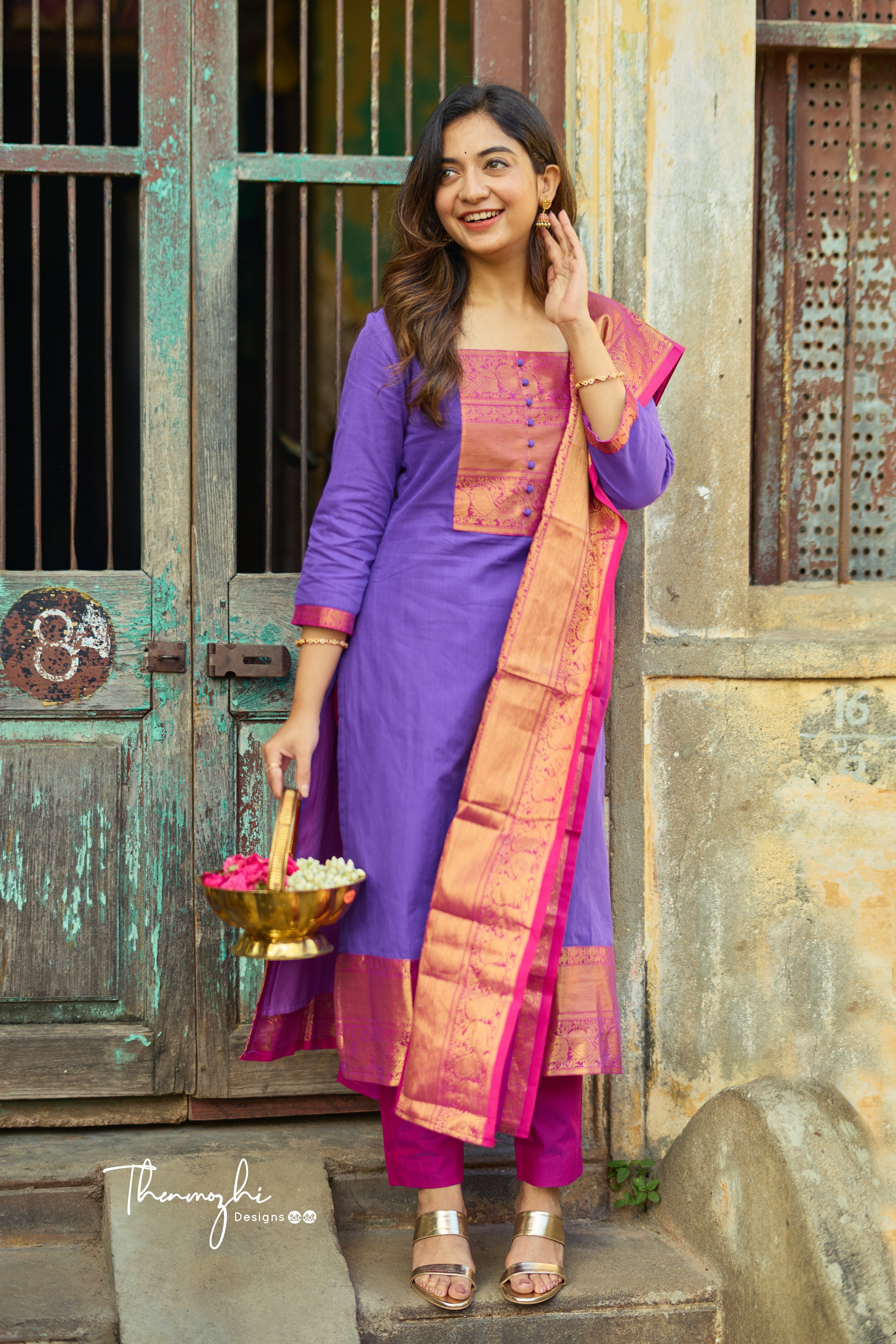 Purple and Pink Chettinad Cotton Salwar