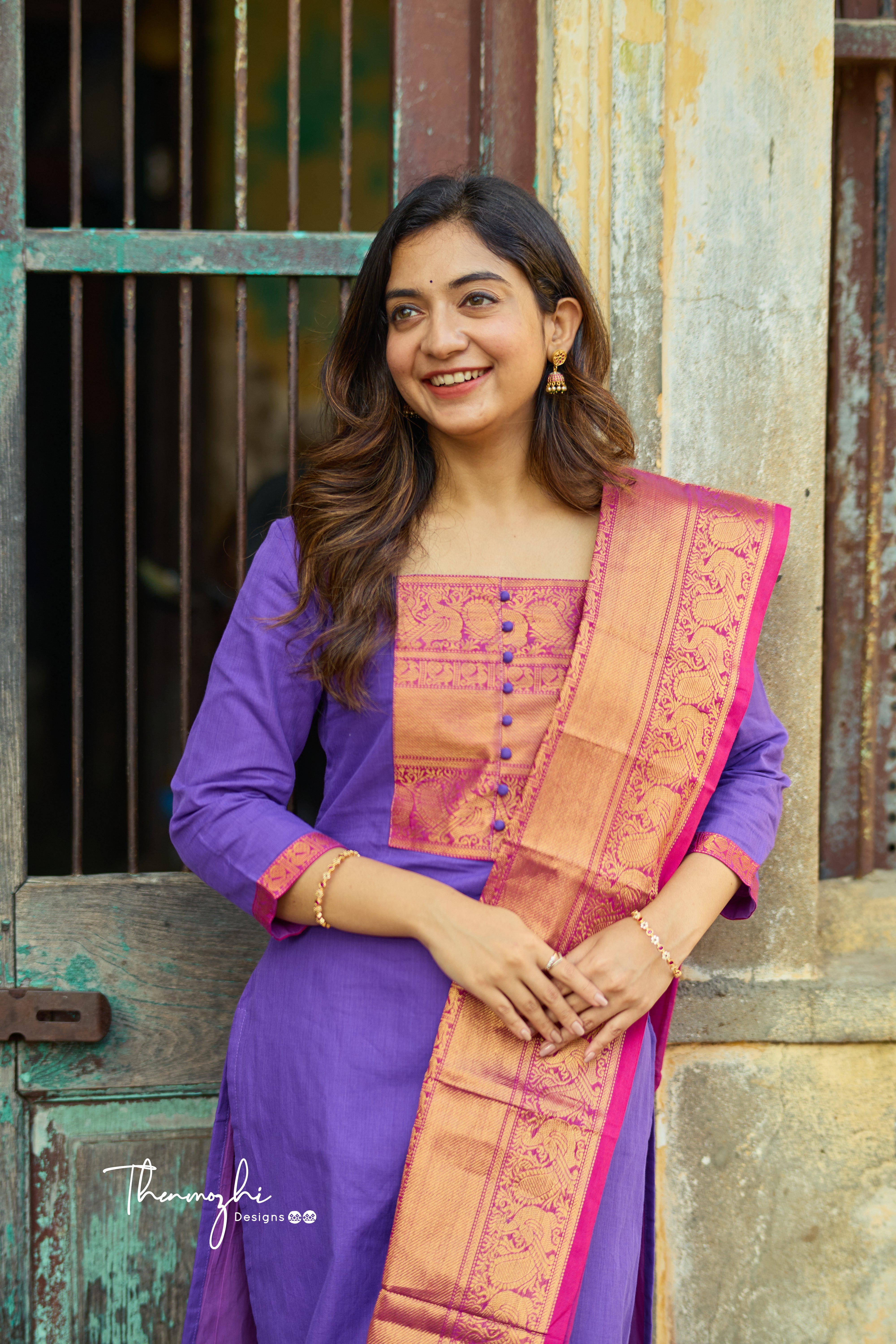 Purple and Pink Chettinad Cotton Salwar