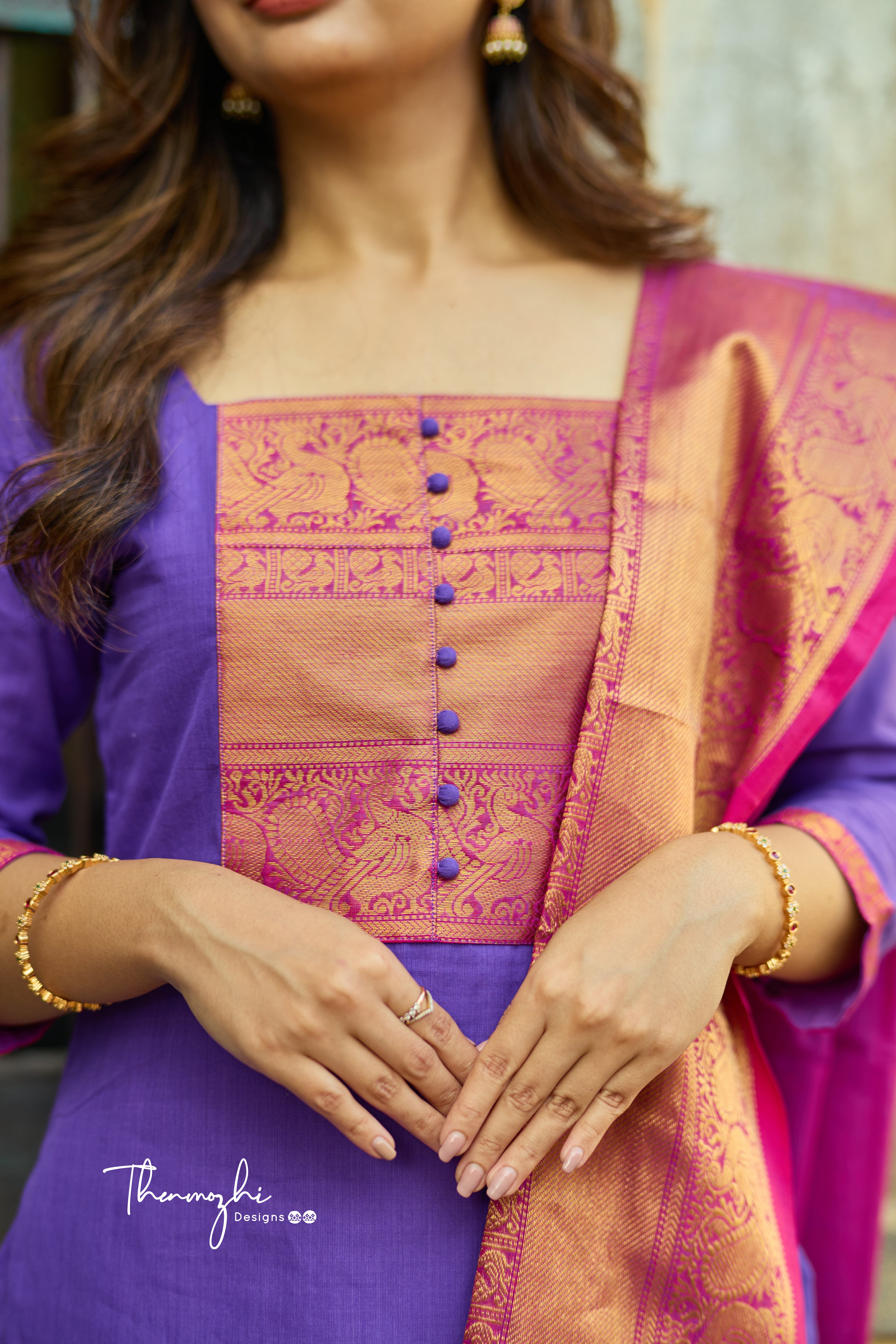 Purple and Pink Chettinad Cotton Salwar