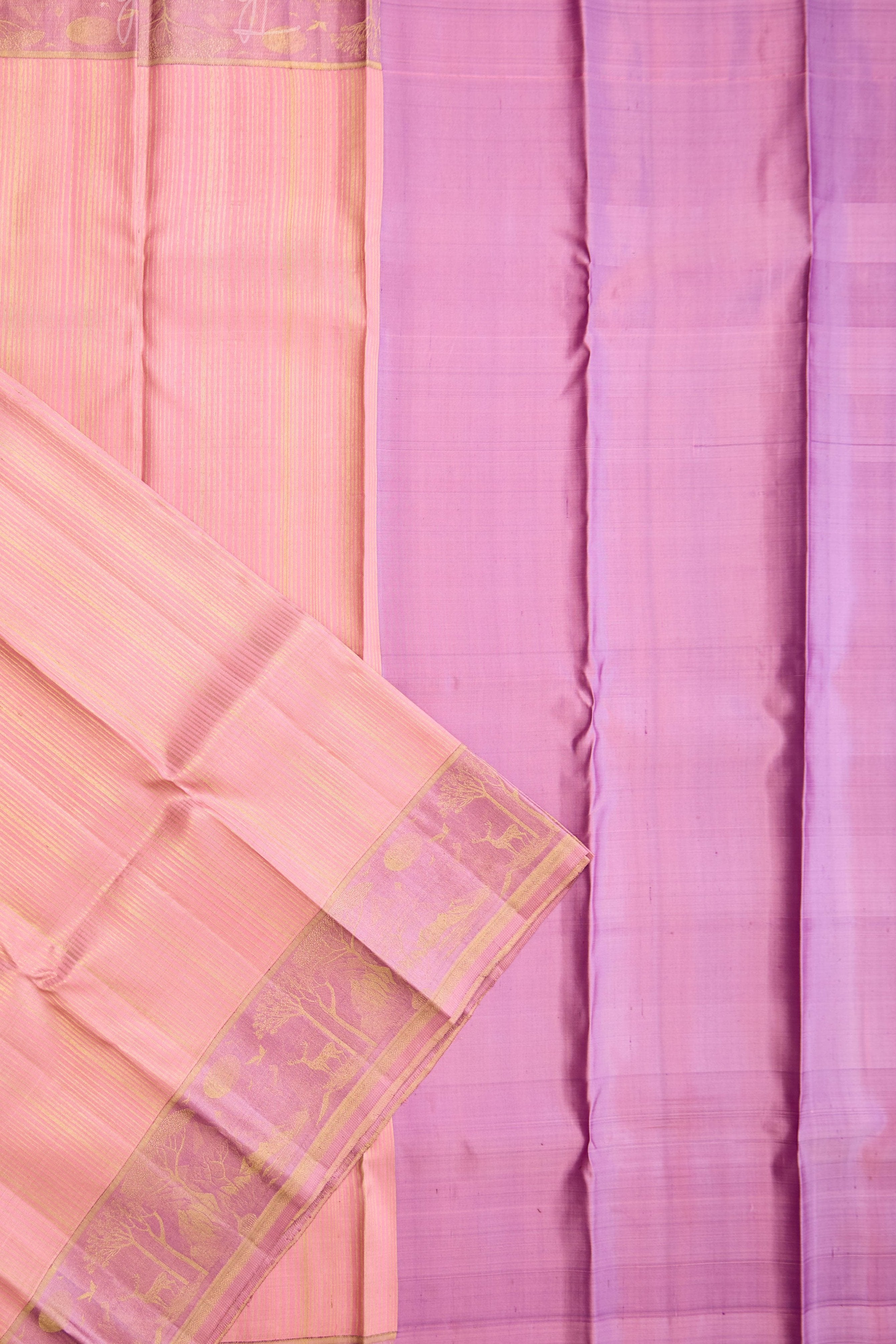 Peach  Kanjivaram Silk Saree(Forest Border)