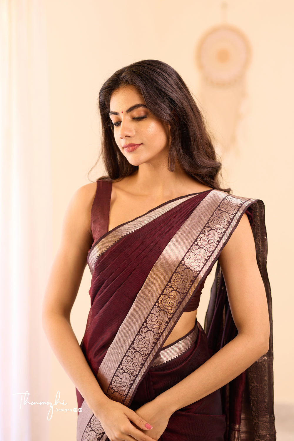 Chocolate Brown Handwoven Mangalagiri Silk Cotton