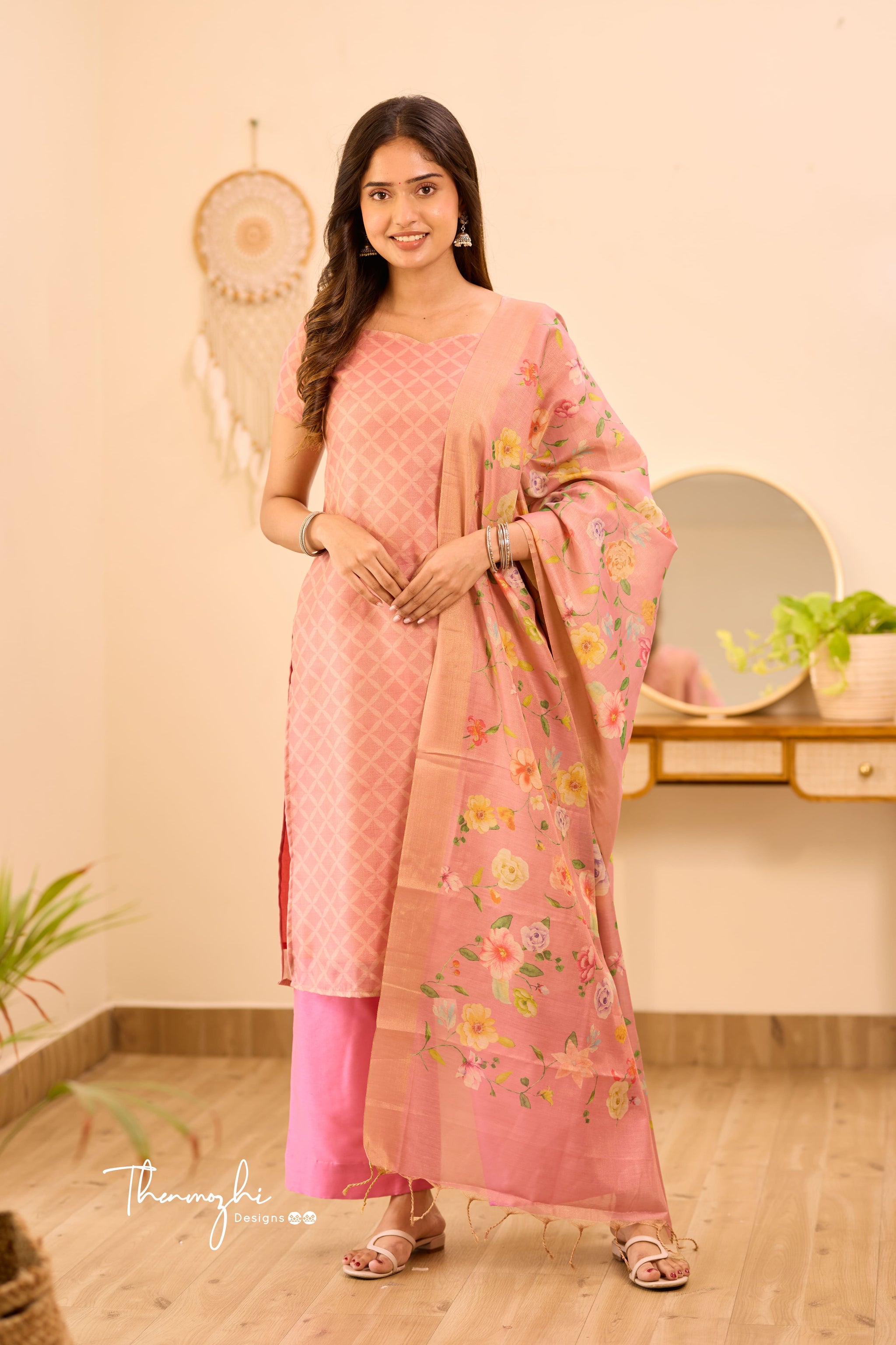 Hydrangea pink floral suit set main image 0