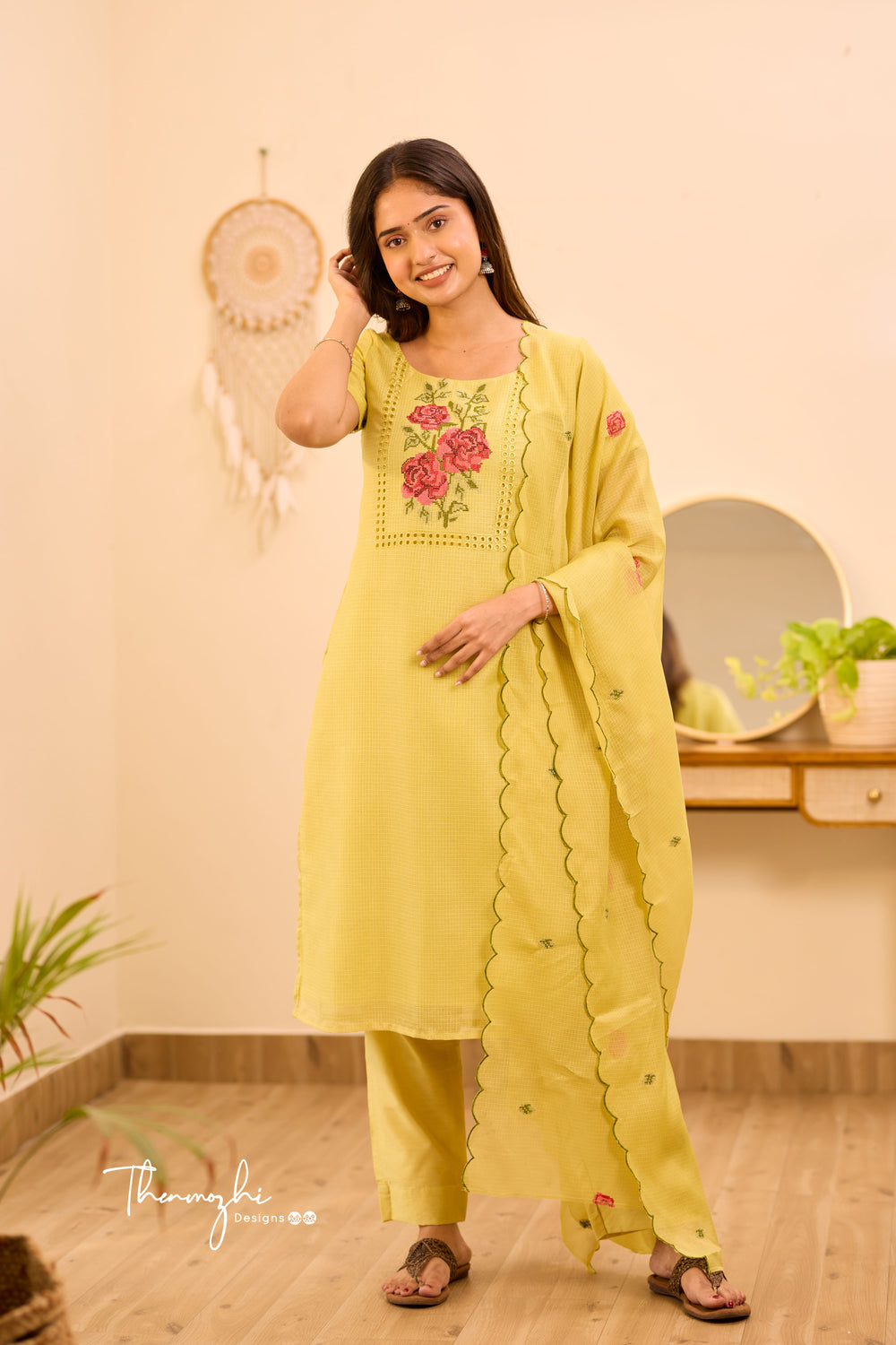 LIGHT GREEN GOLD EMBROIDERED SUIT SET