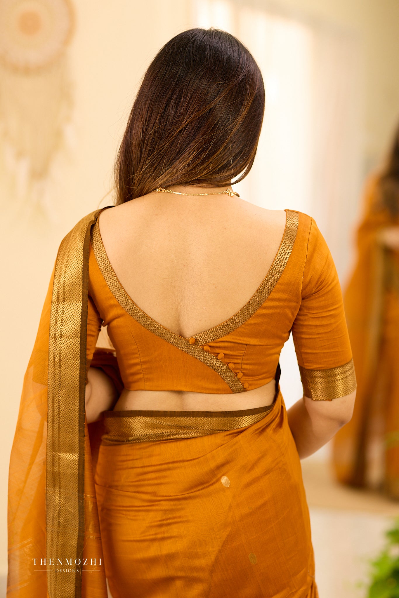 Mustard Marigold Maheshwari silk cotton saree