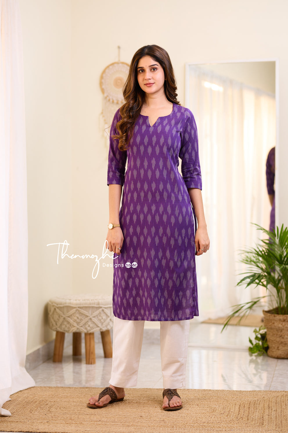 Lavender Cotton Fit and Flare Dress - The Anarkali Shop - 2895633
