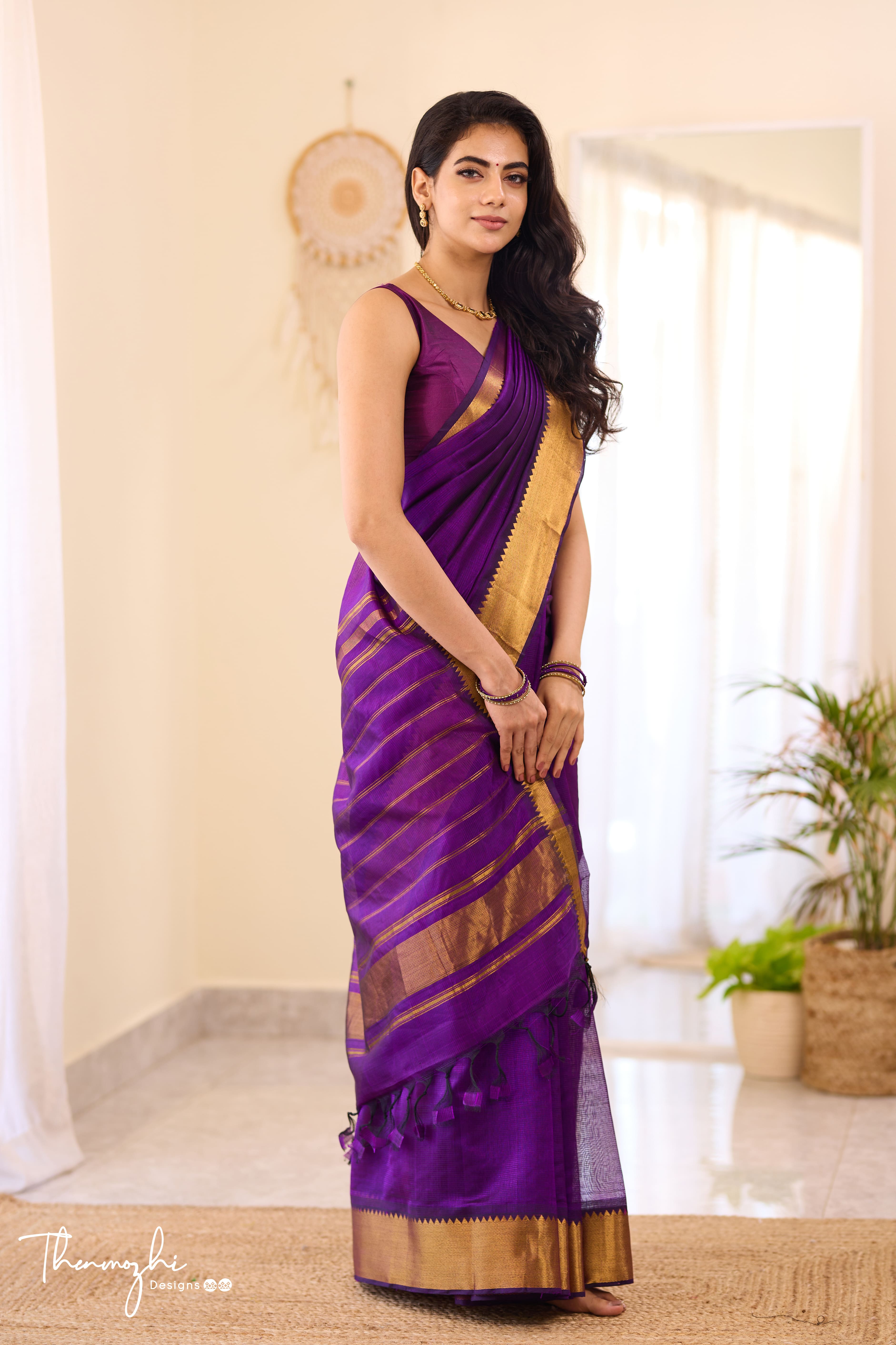 Purple Mangalagiri Handwoven saree