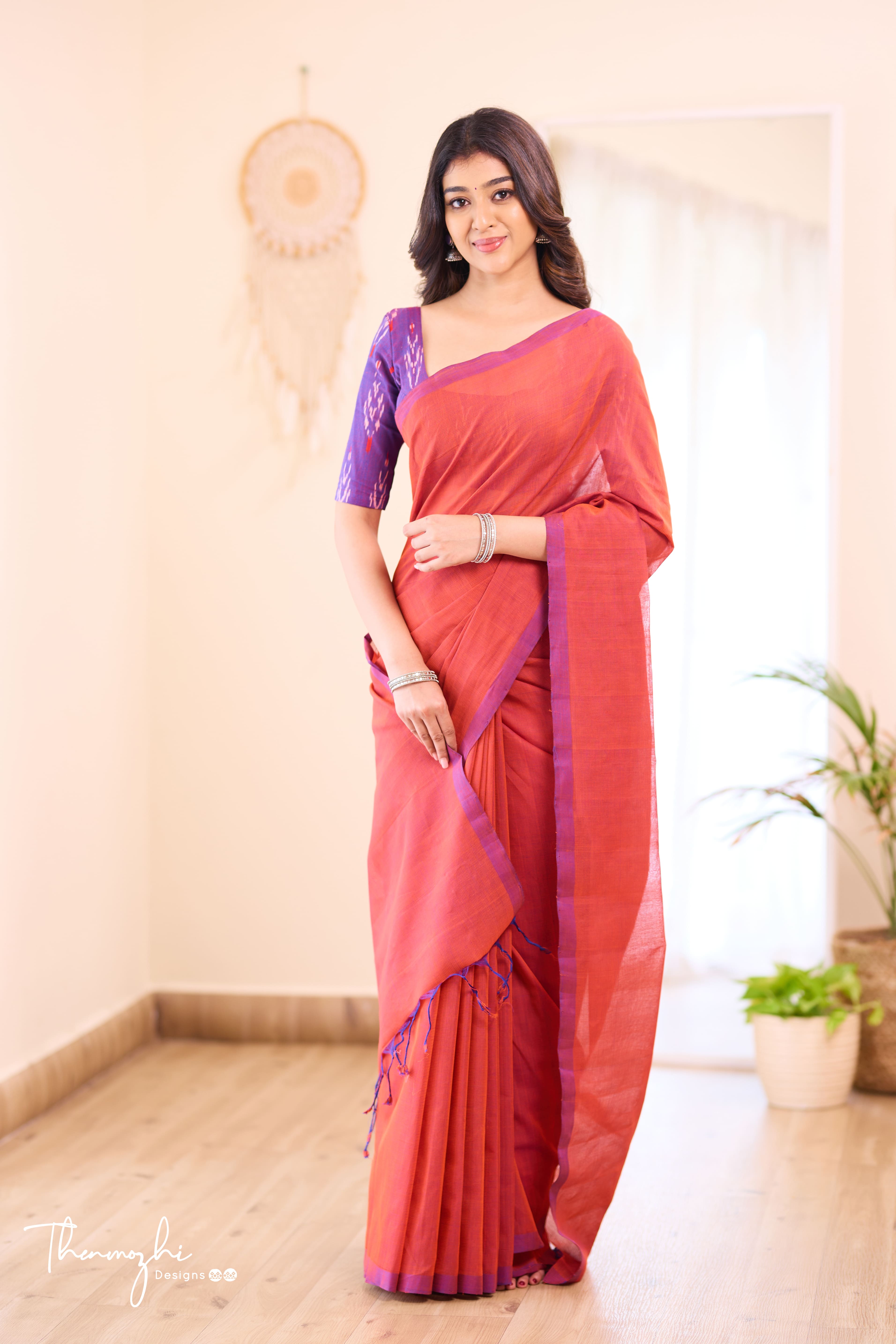 Candy Pink- Pink Mangalagiri Plain Cotton Saree