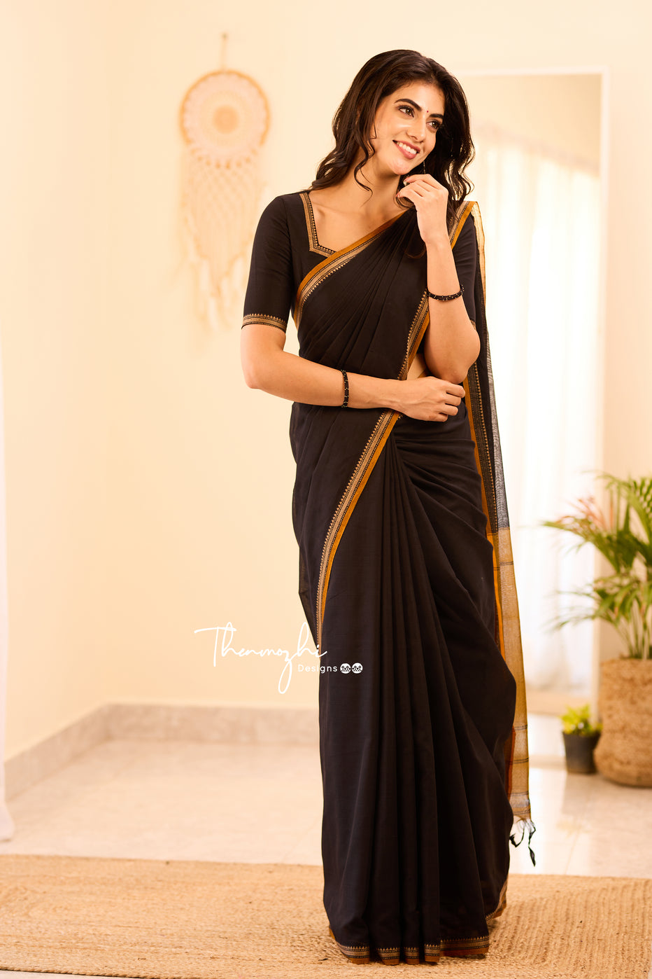 Black Narayanpet Cotton Saree