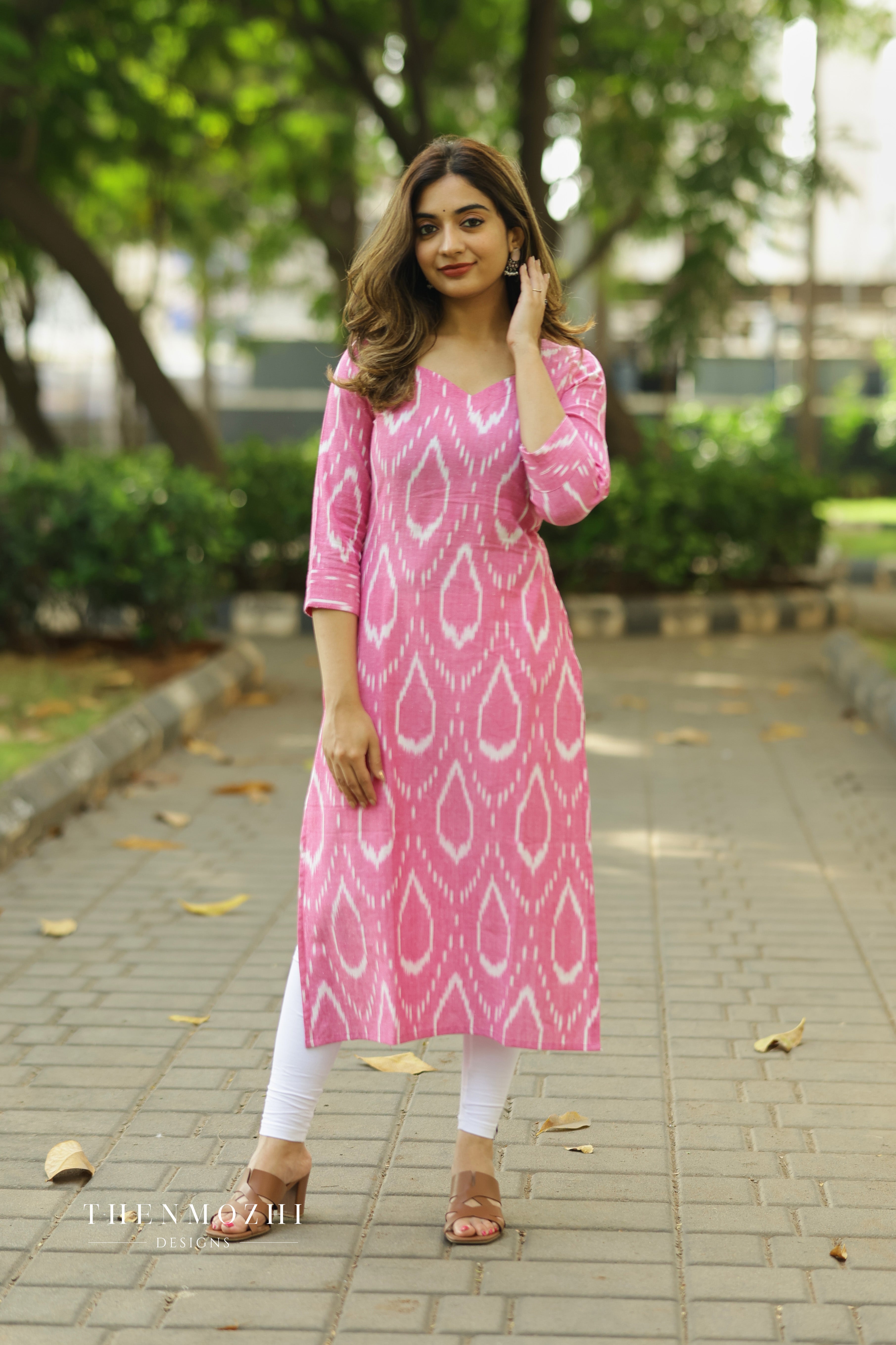 Pink Ikkat Kurta