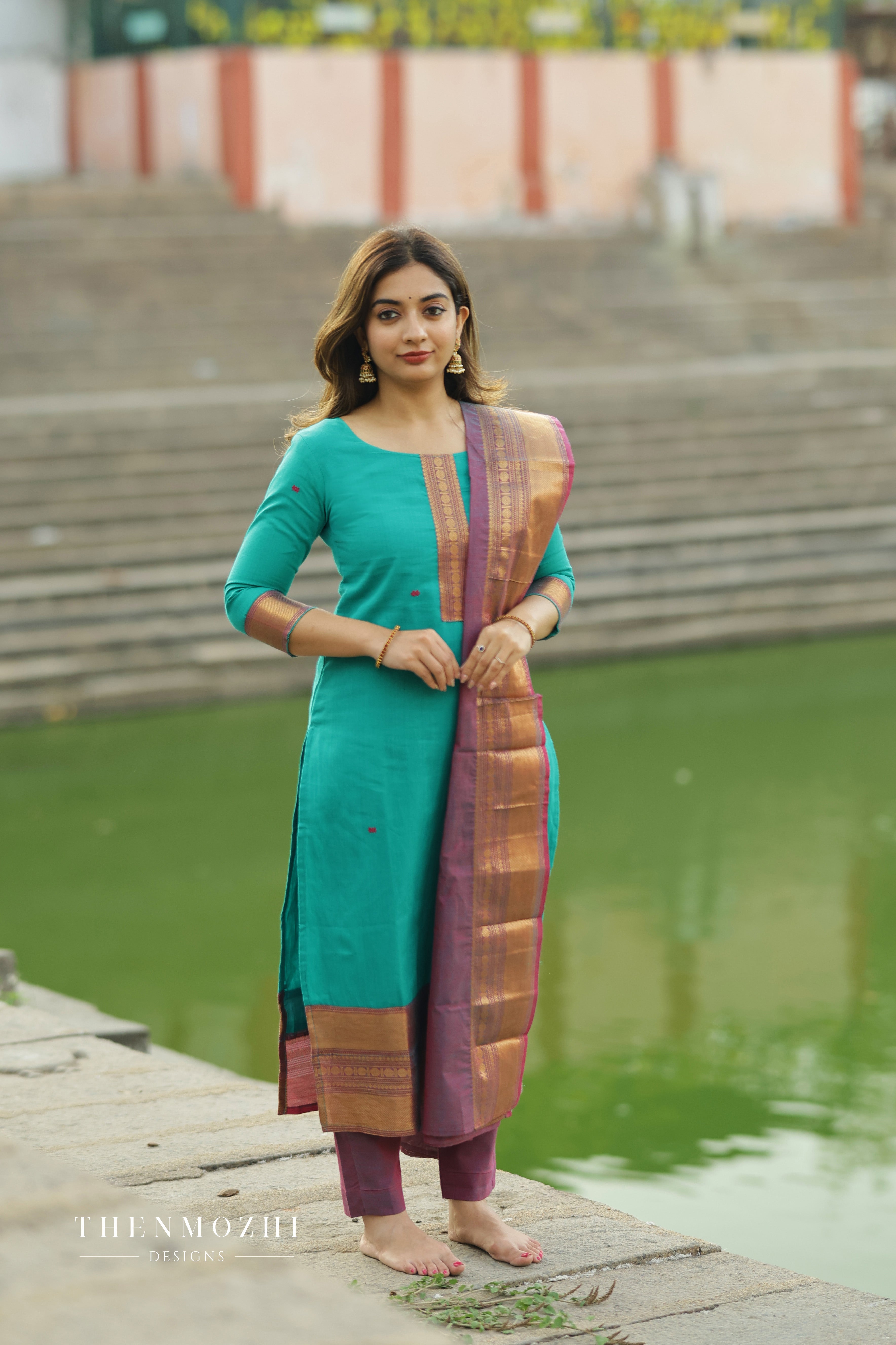 Light Peacock Green Chettinad Cotton Salwar