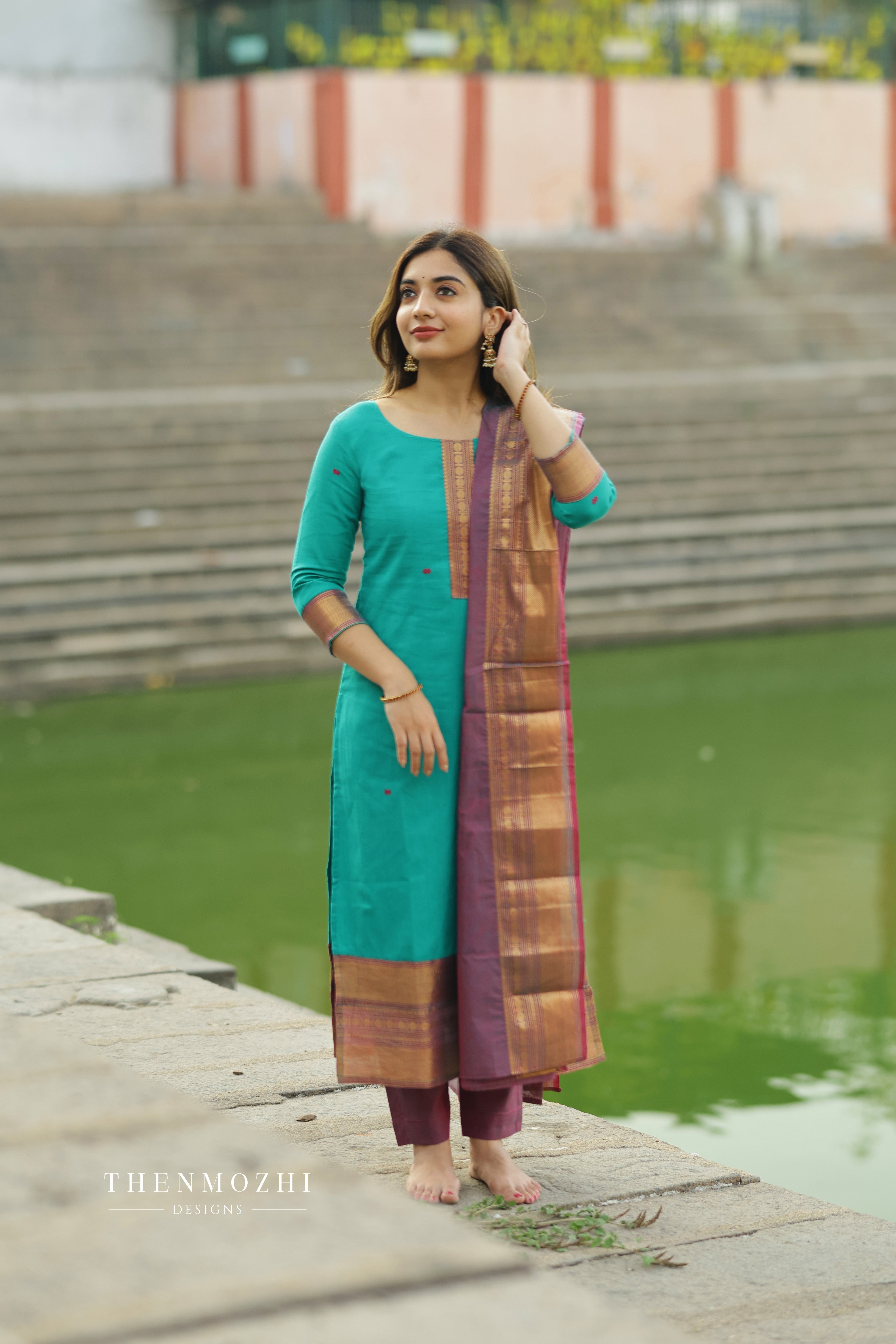 Light Peacock Green Chettinad Cotton Salwar