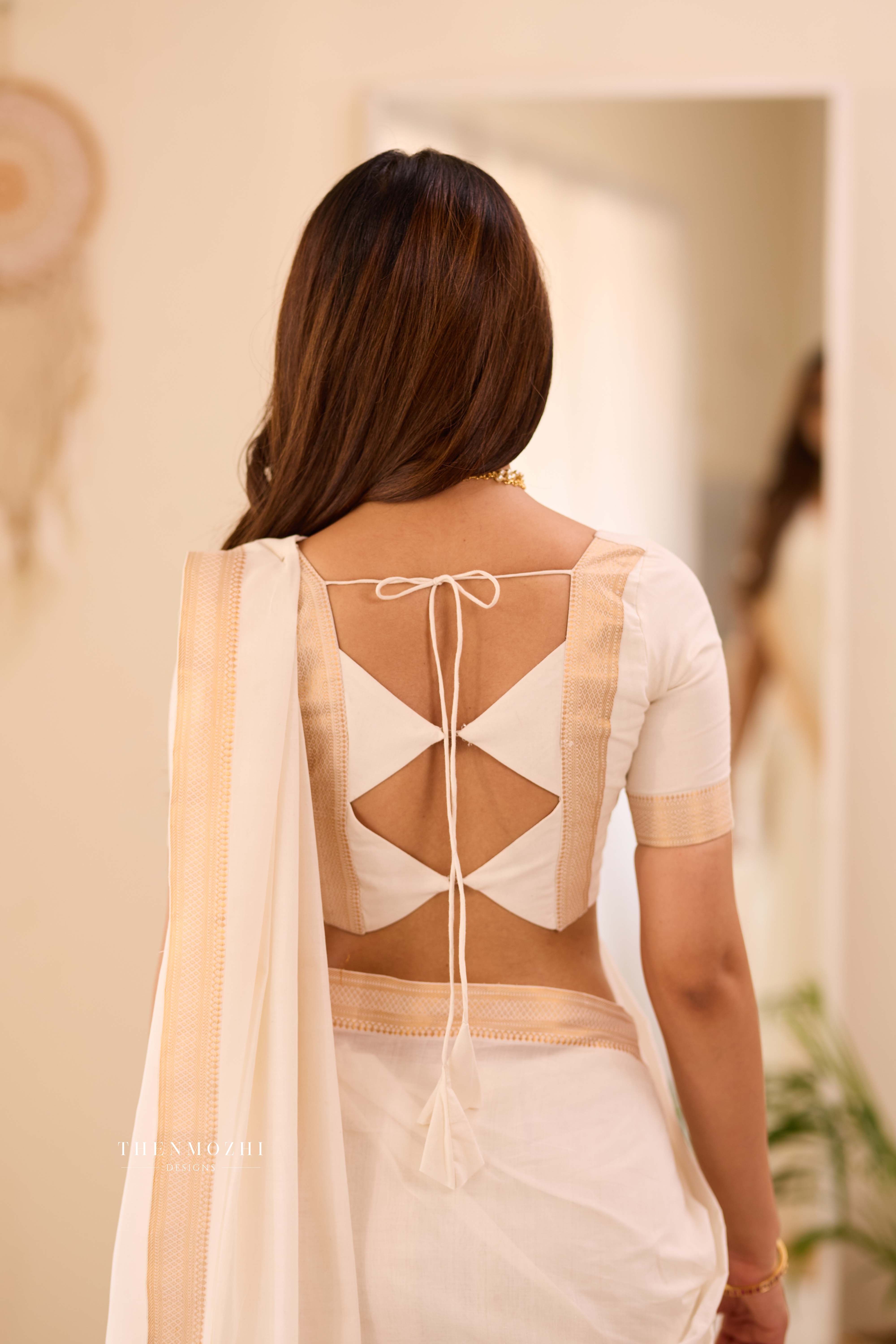 White Mangalagiri Cotton Saree Nizam Border