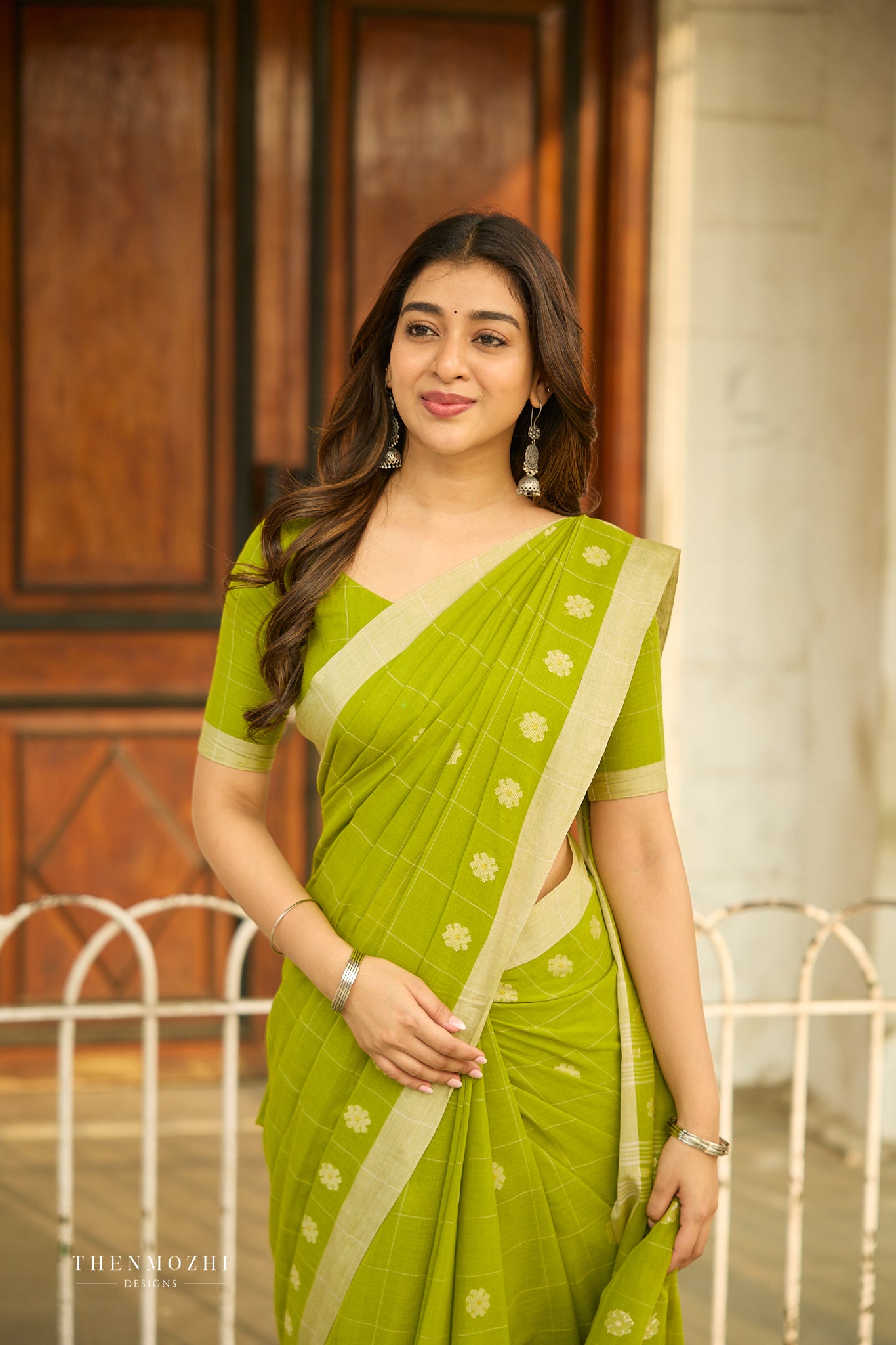 Pear Green Bengal Cotton Saree