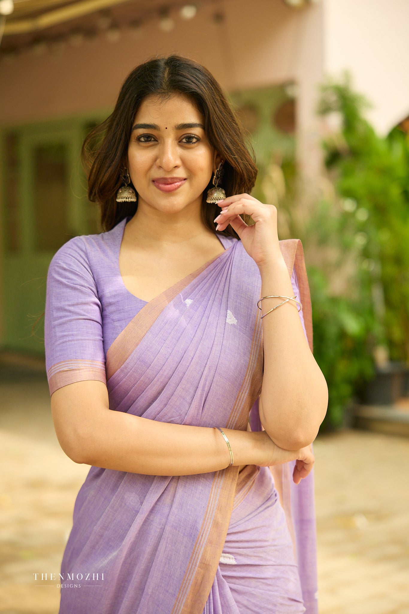 Lavender Bengal Cotton Saree