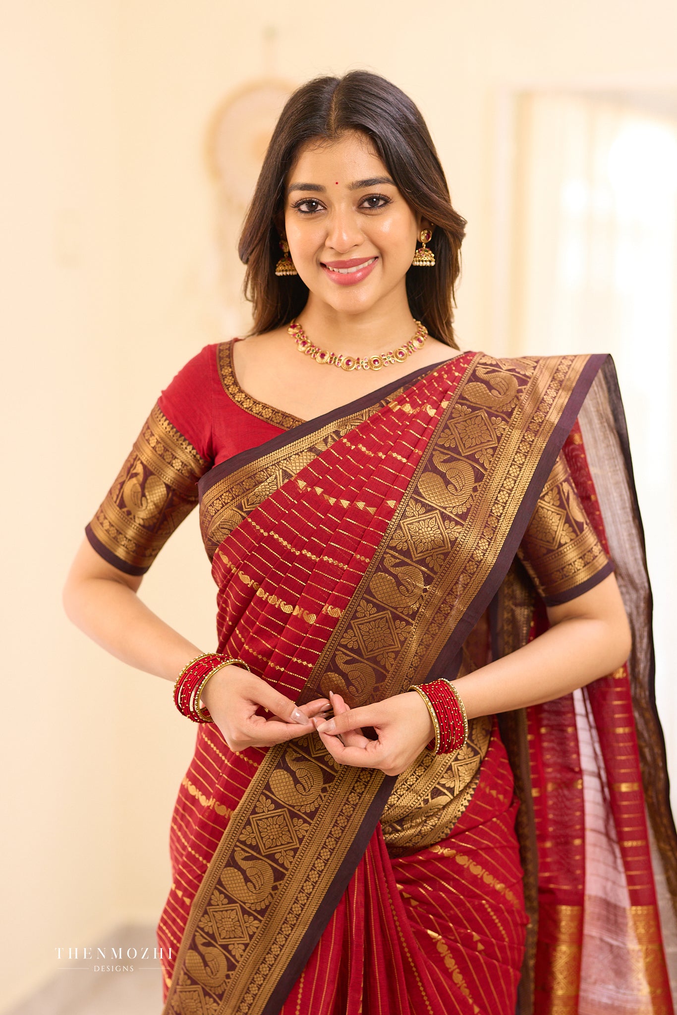 Red Lava Chettinad Cotton saree