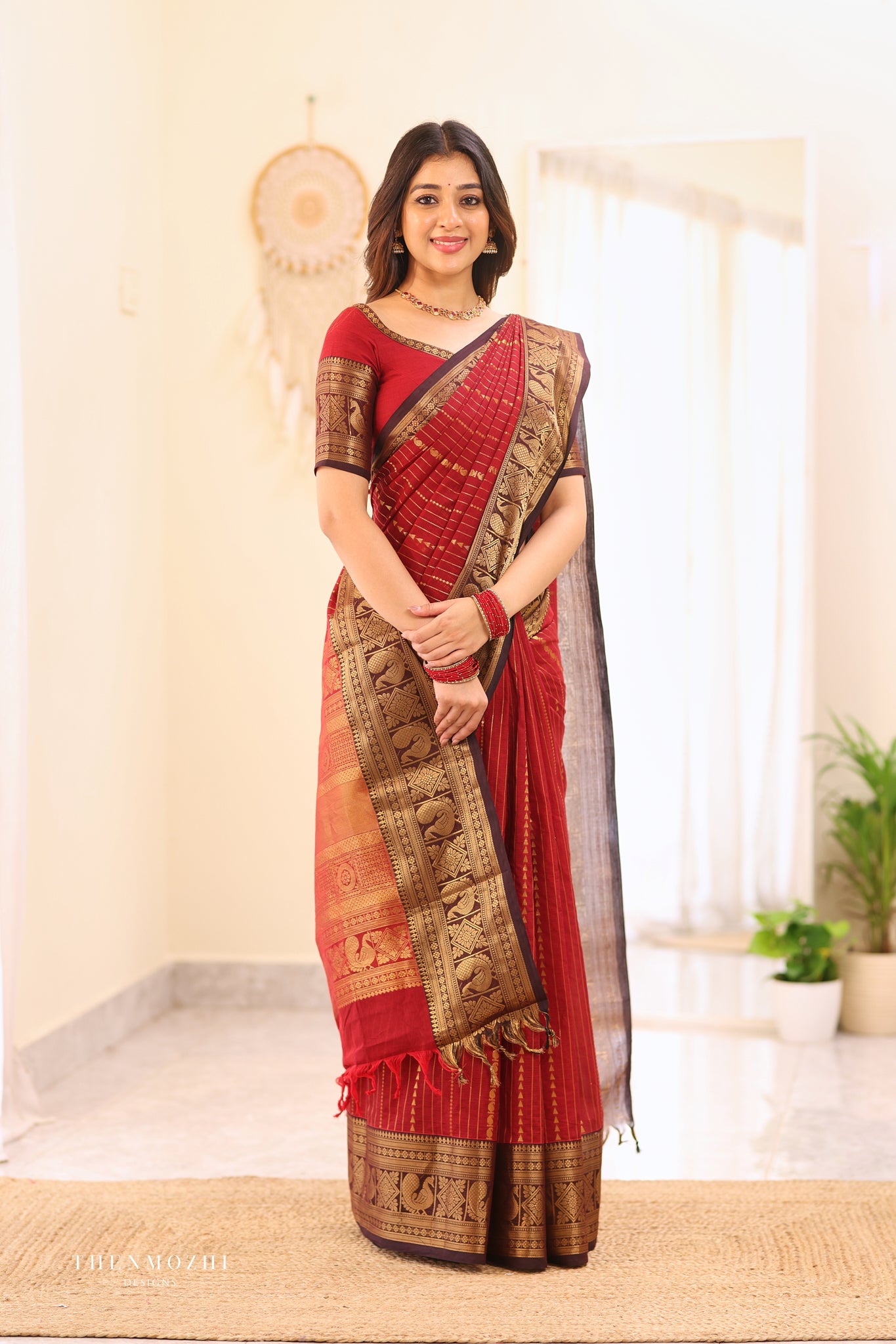 Red Lava Chettinad Cotton saree