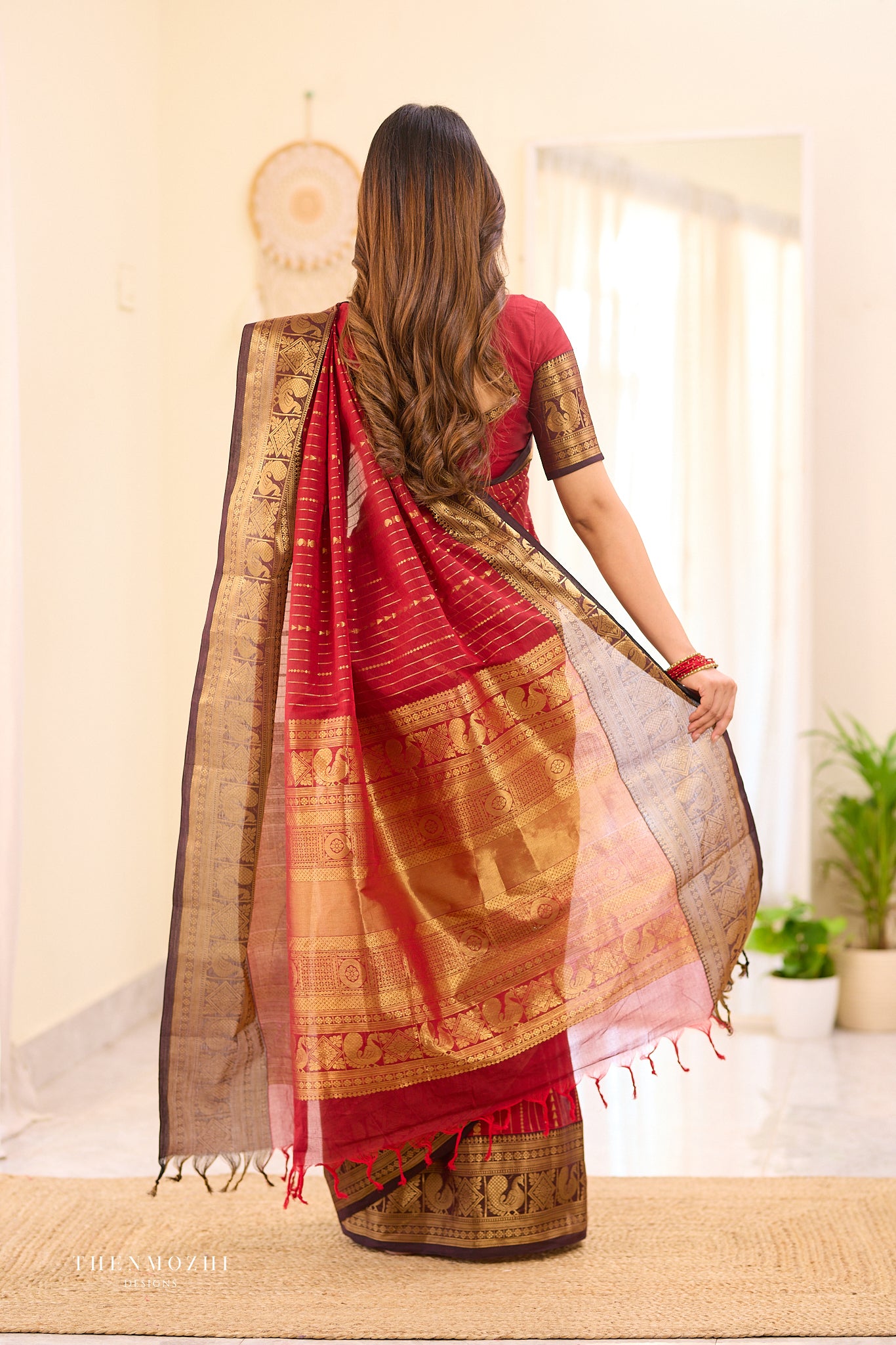 Red Lava Chettinad Cotton saree