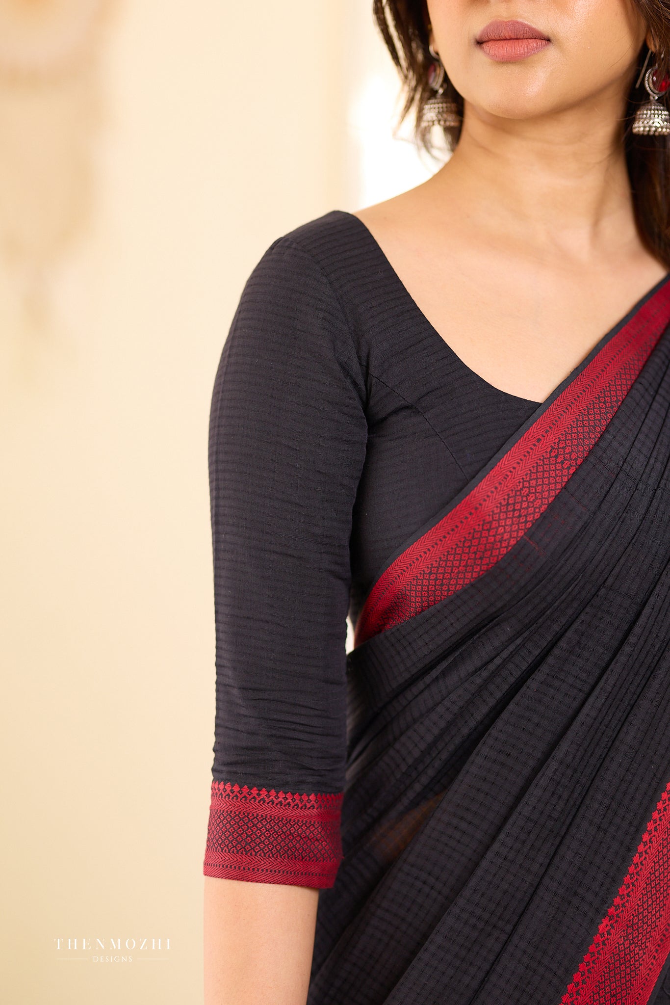 Rich Black Mangalagiri Missing checks Cotton Saree