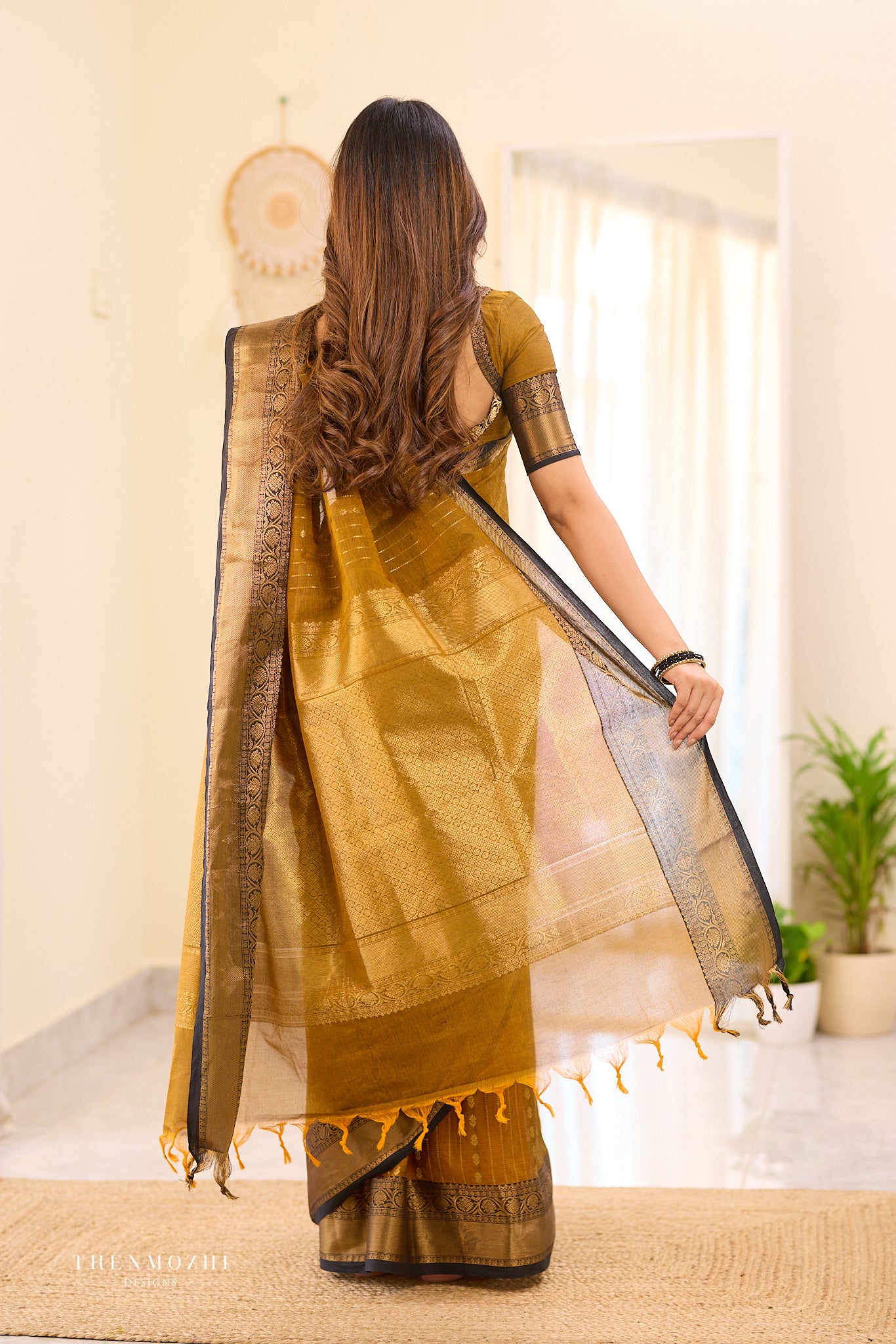 Russet Brown Chettinad cotton saree