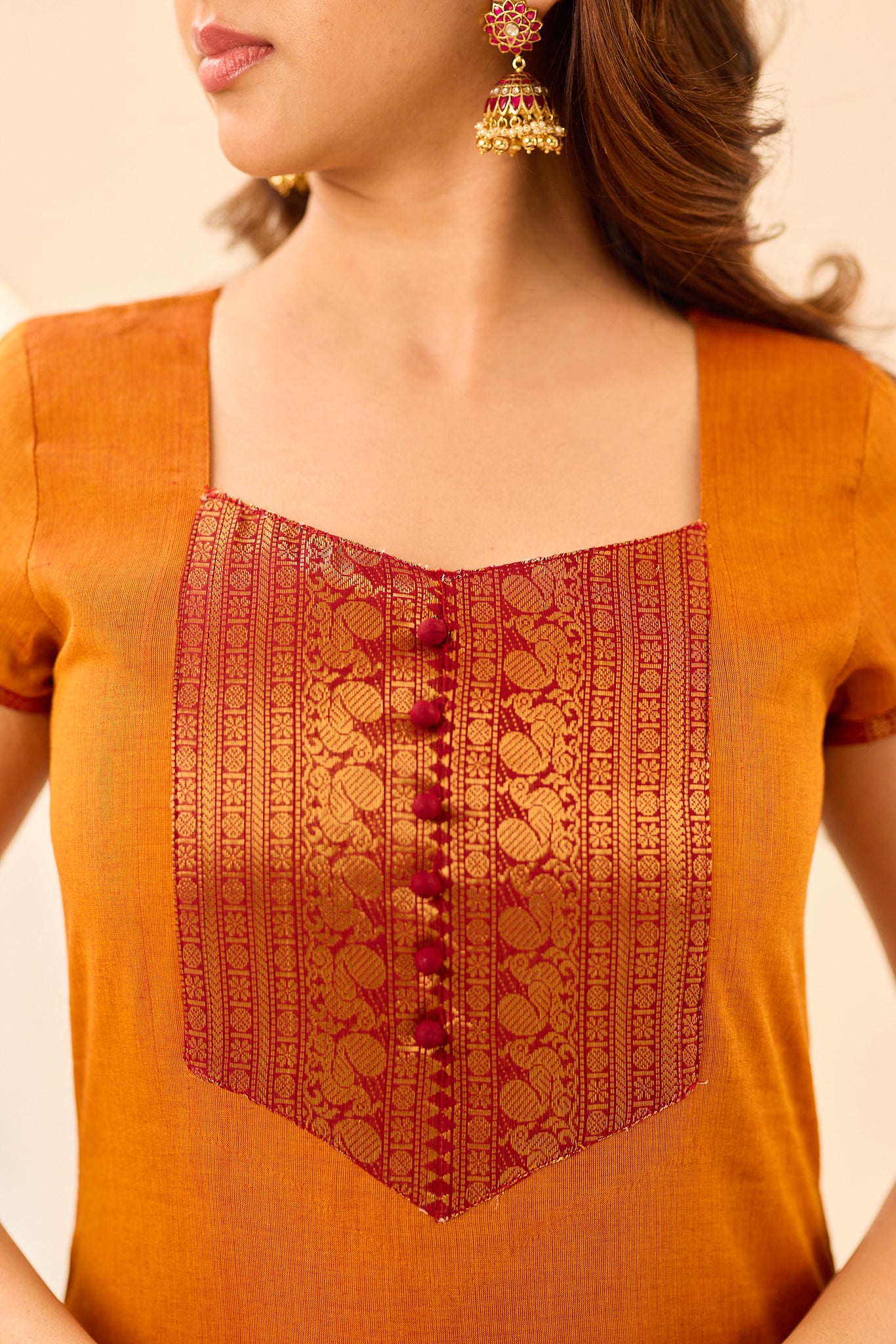 Saffron Orange Chettinad Cotton Salwar