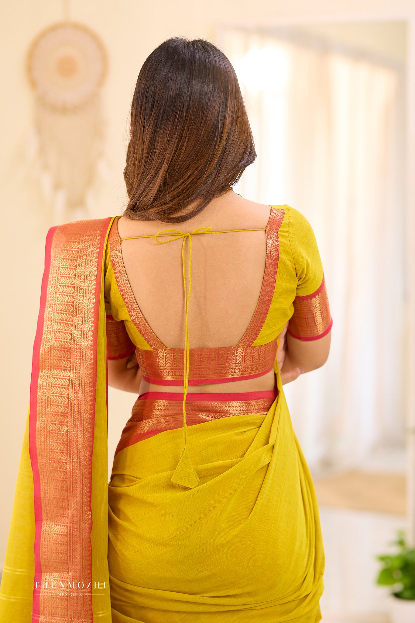 Saffron Yellow Chettinad Cotton saree