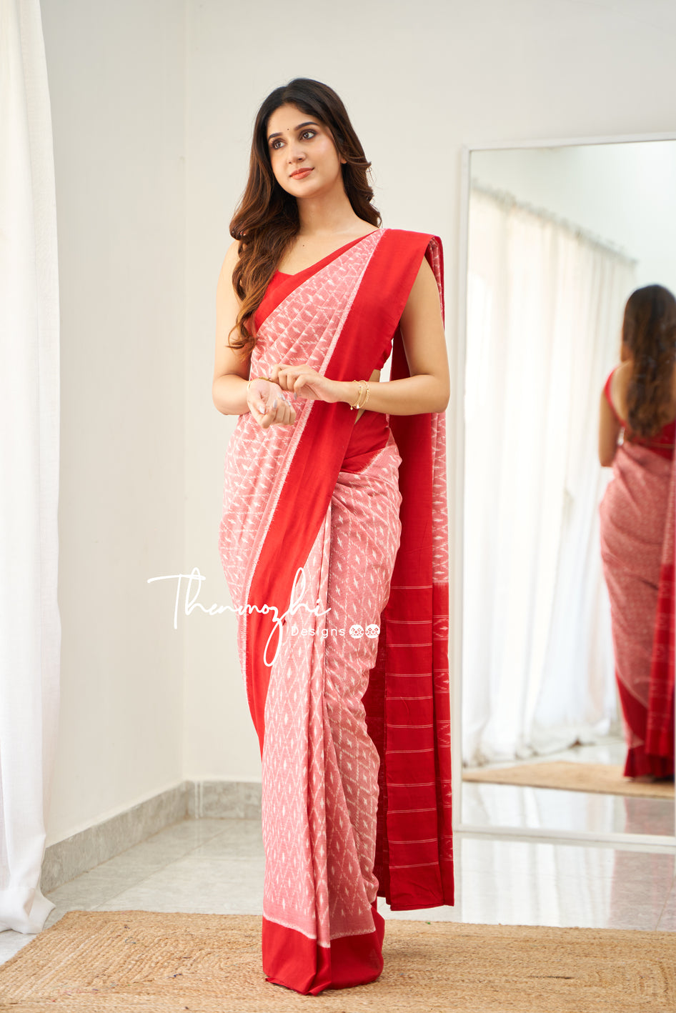 Buy Ruuprekha Women's Cotton Silk Self Design Red & White Saree with Blouse  Online at Best Prices in India - JioMart.