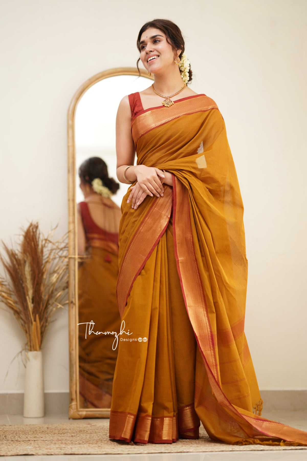 Green Handloom Chettinad Cotton Saree | Avishya.com