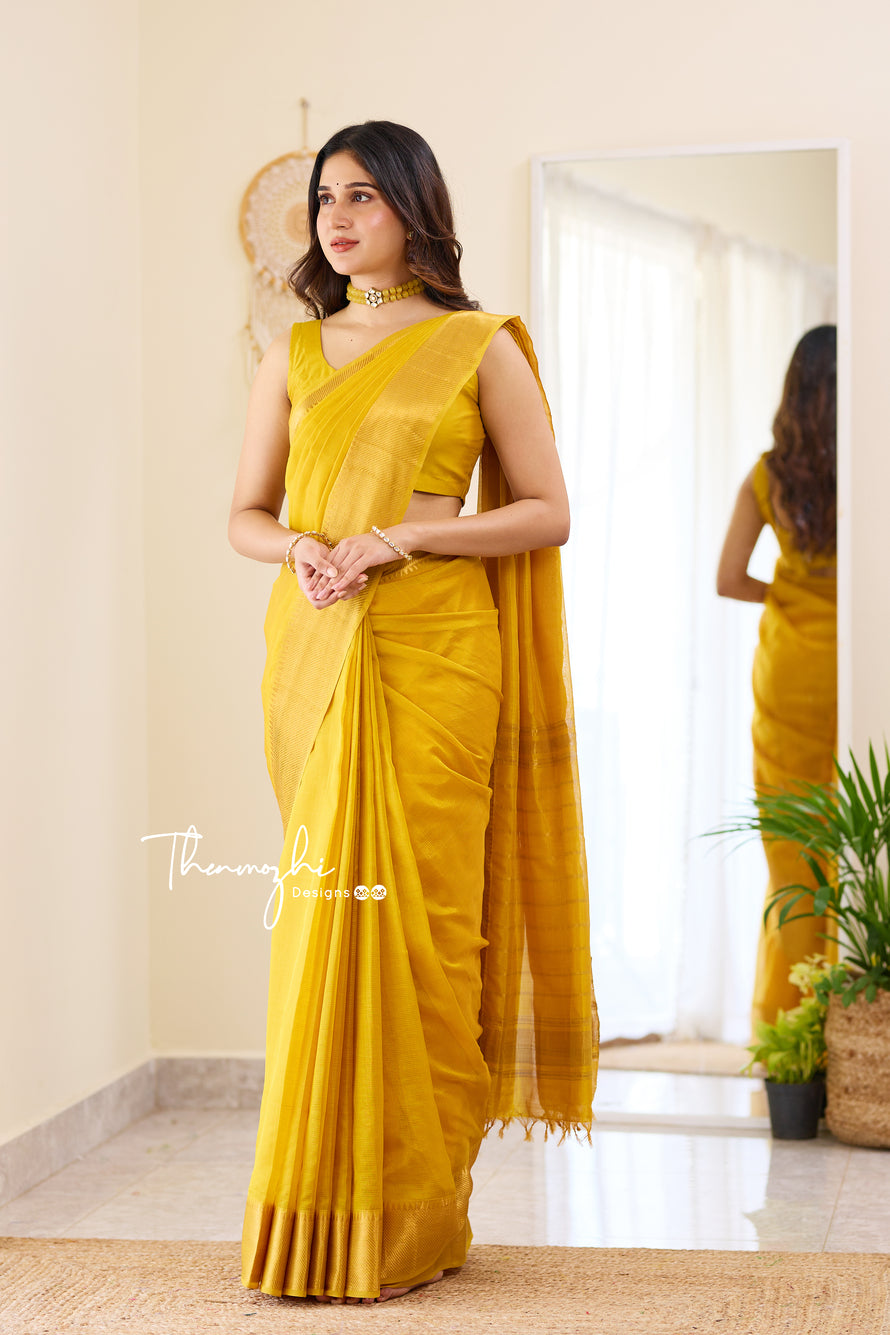 Dazzling Yellow - Mangalagiri Silk Cotton Saree