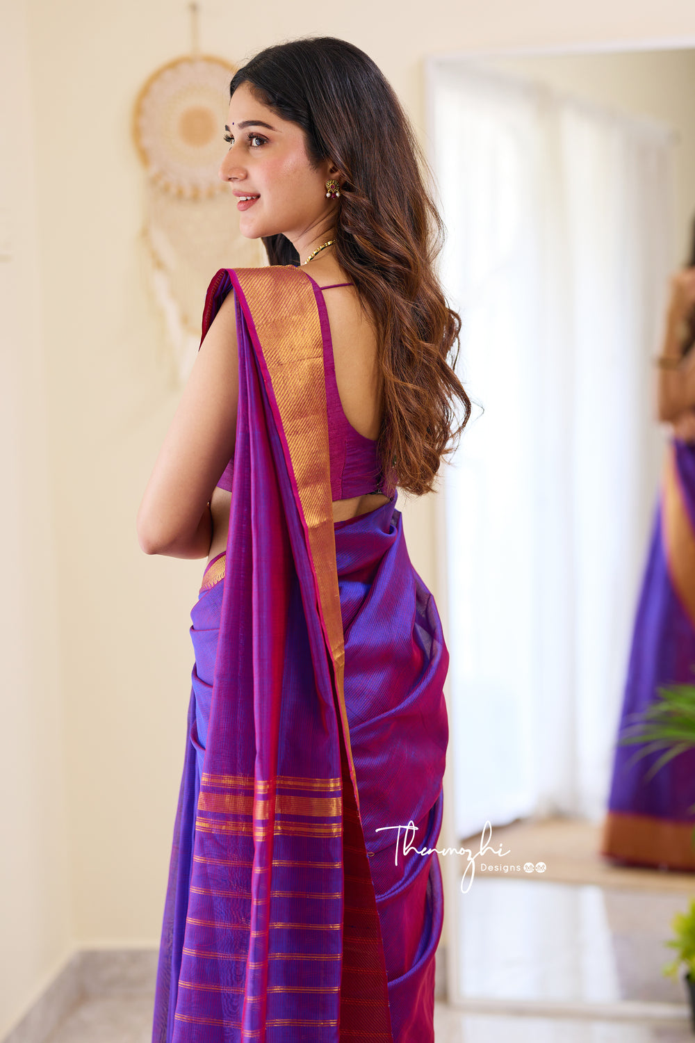 Enchanting Purple Handwoven Mangalagiri Silk Cotton Saree