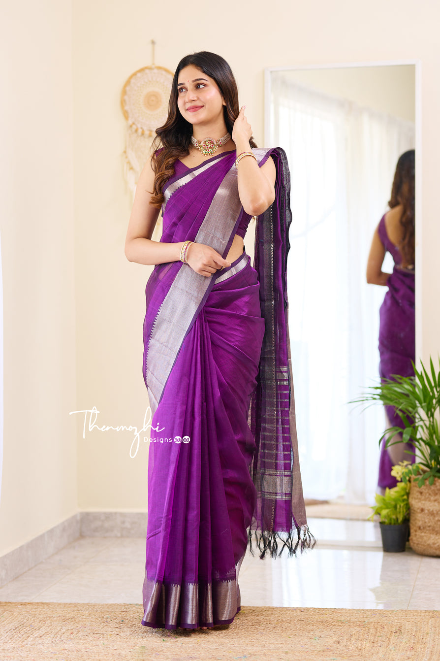 Purple Magic Handwoven Mangalagiri Silk Cotton Saree