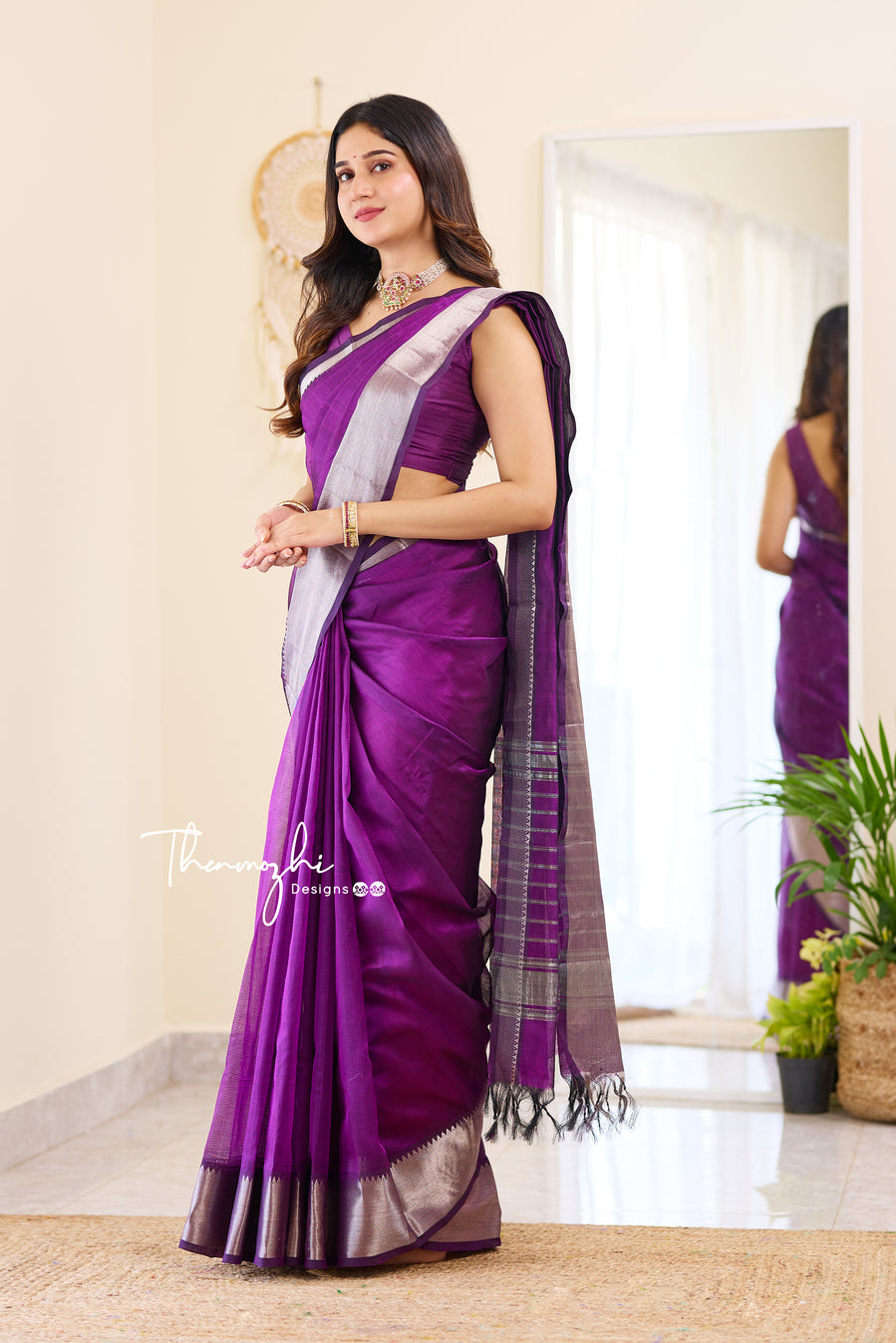 Purple Magic Handwoven Mangalagiri Silk Cotton Saree