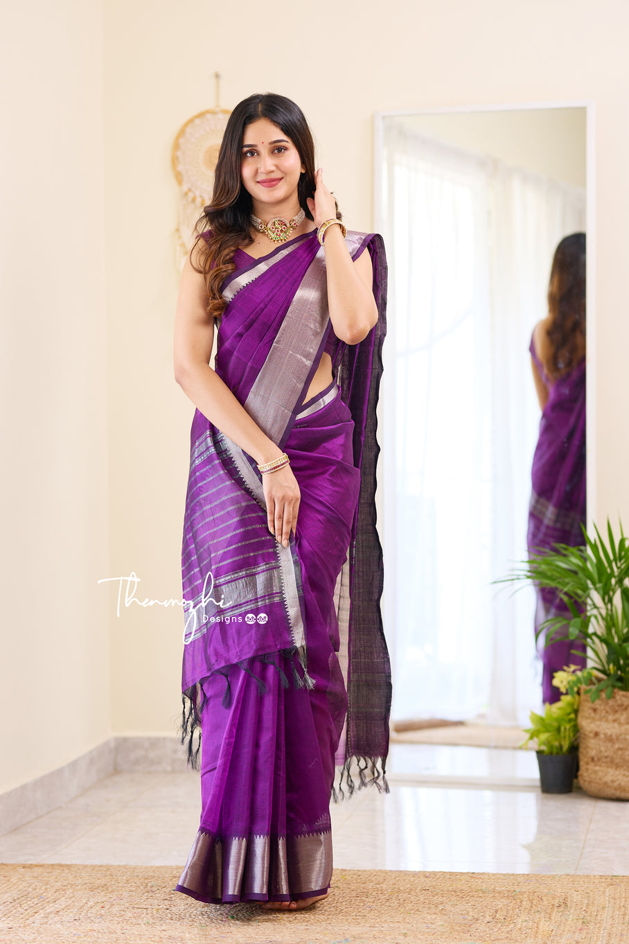 Purple Magic Handwoven Mangalagiri Silk Cotton Saree