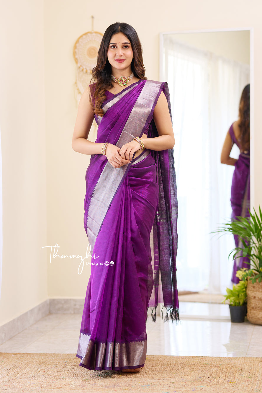 Purple Magic Handwoven Mangalagiri Silk Cotton Saree