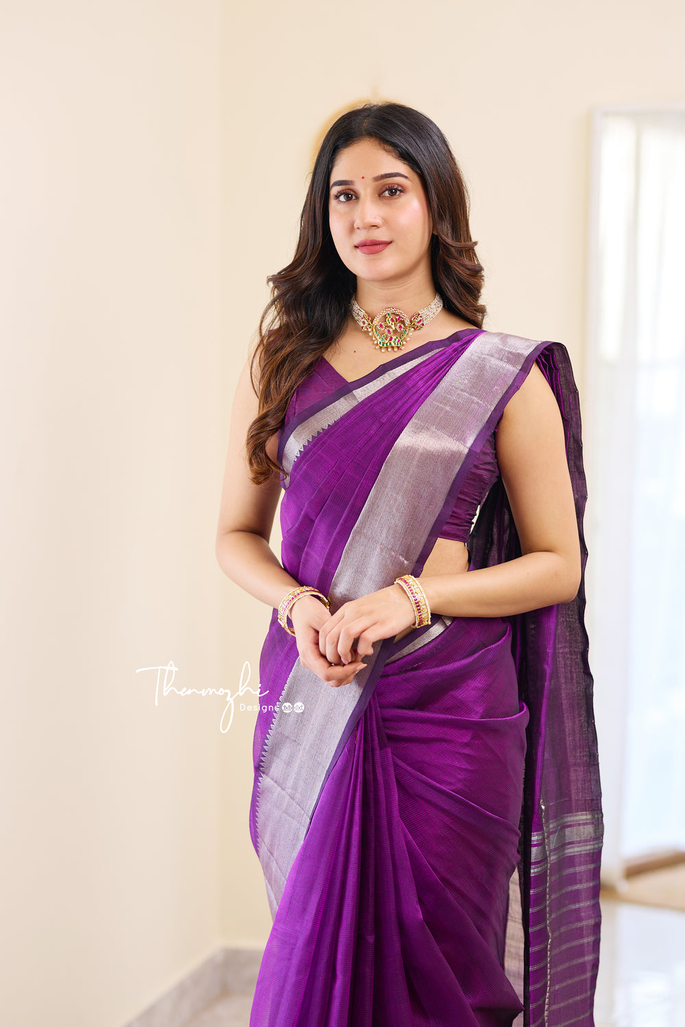 Purple Magic Handwoven Mangalagiri Silk Cotton Saree