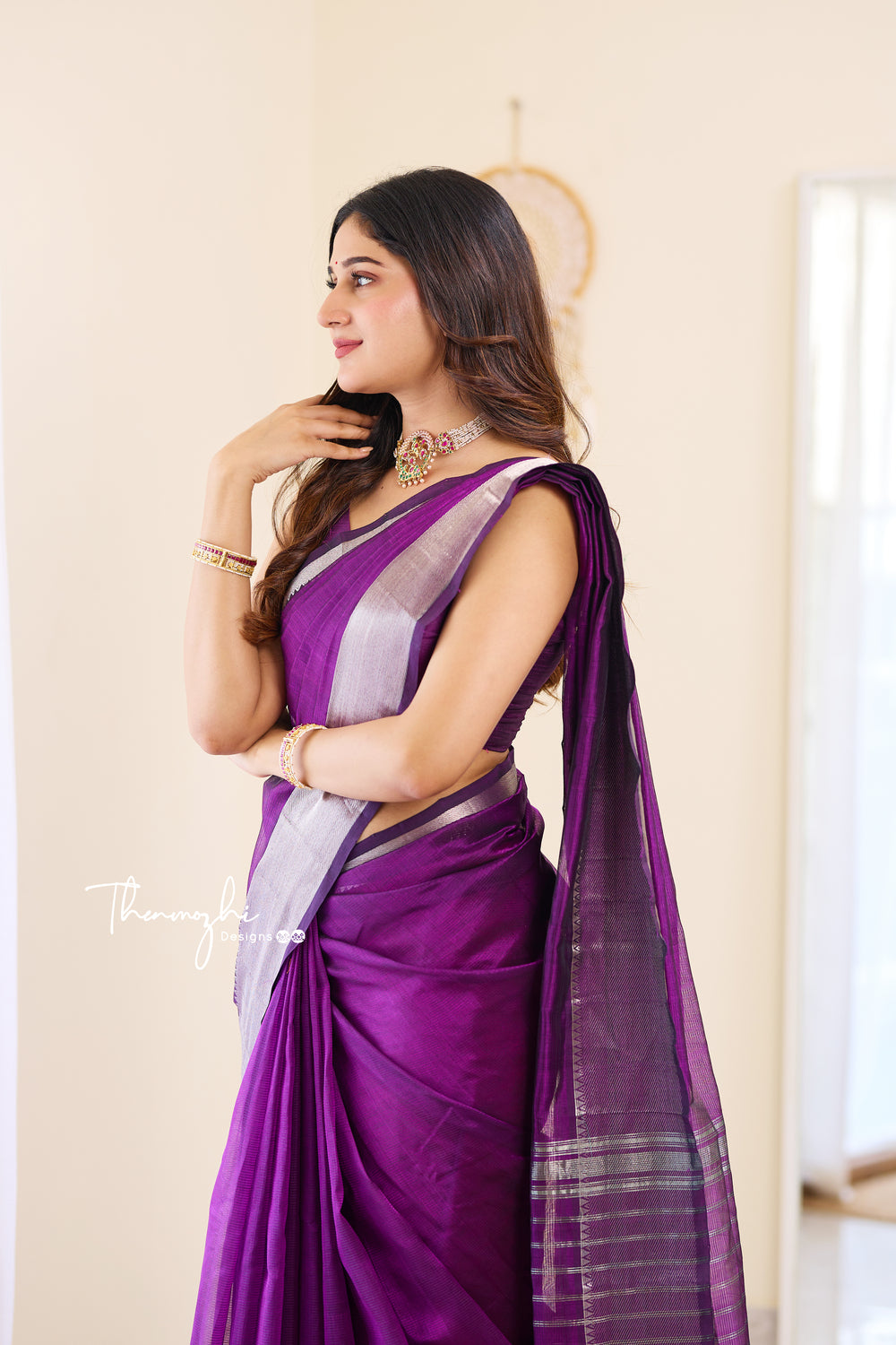 Purple Magic Handwoven Mangalagiri Silk Cotton Saree