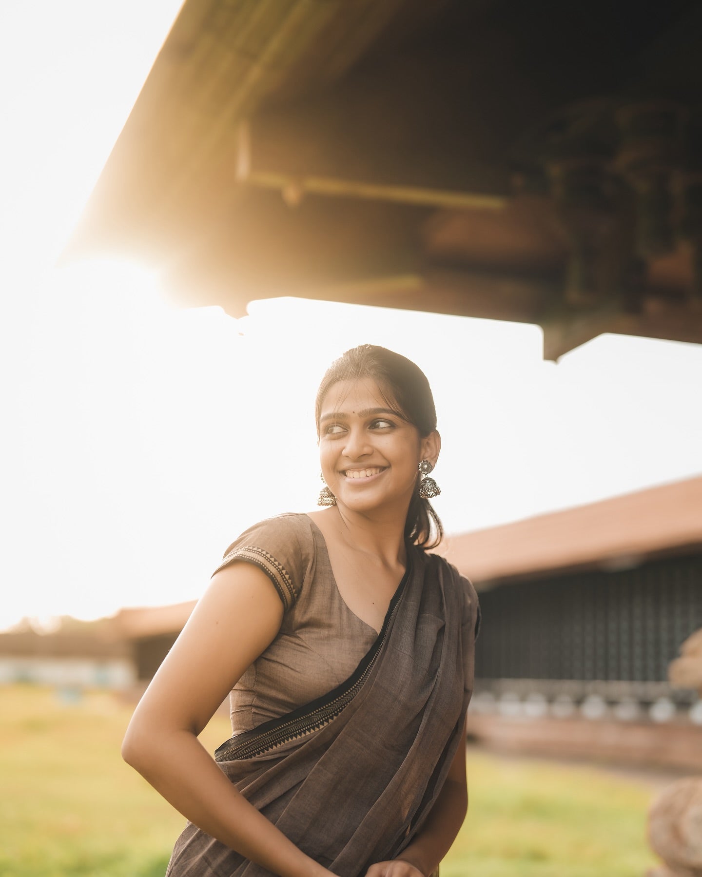 Ananthika Sanilkumar Brown Narayanpet Saree