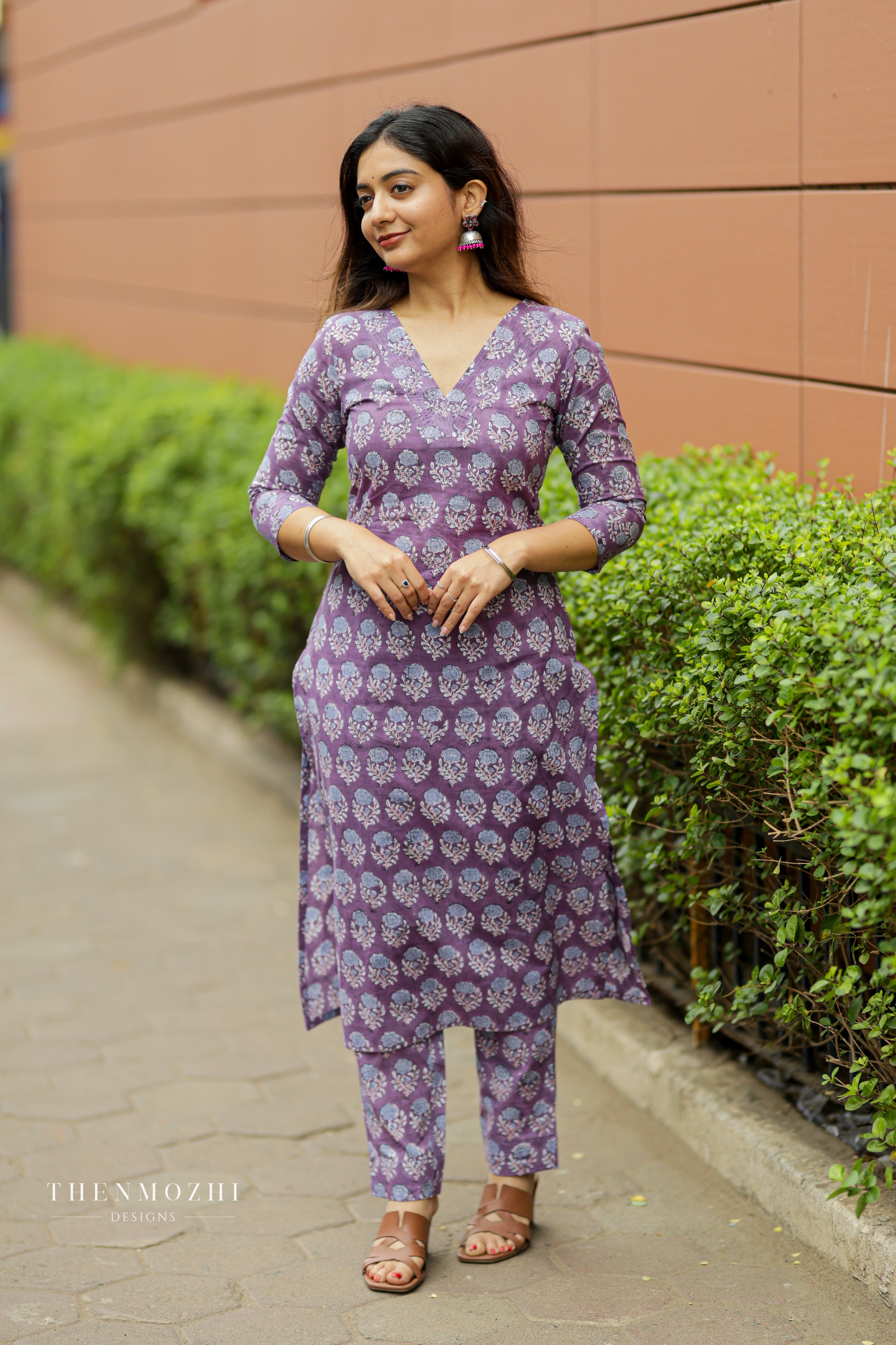 Lavender purple block printed coord set