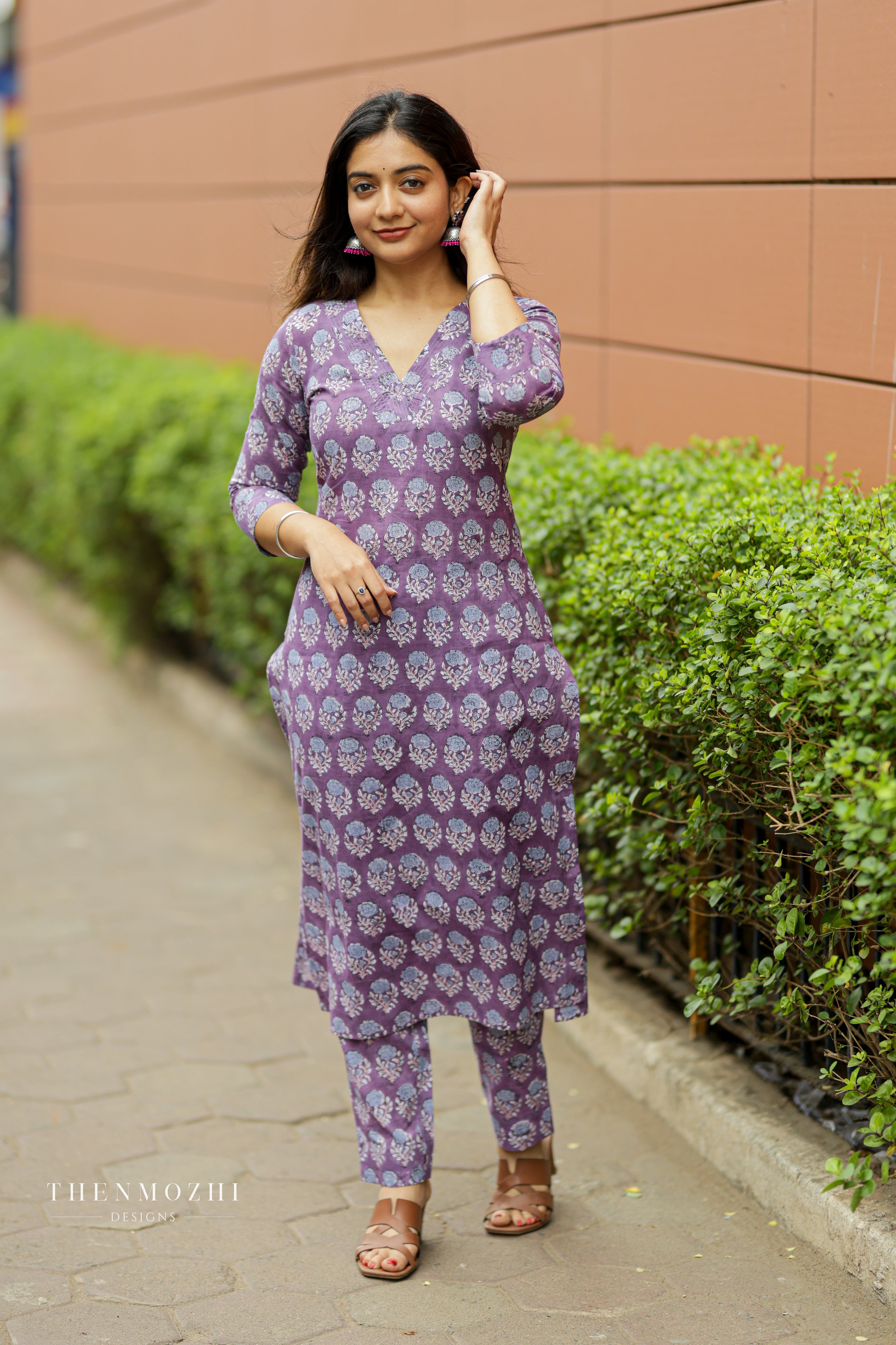 Lavender purple block printed coord set