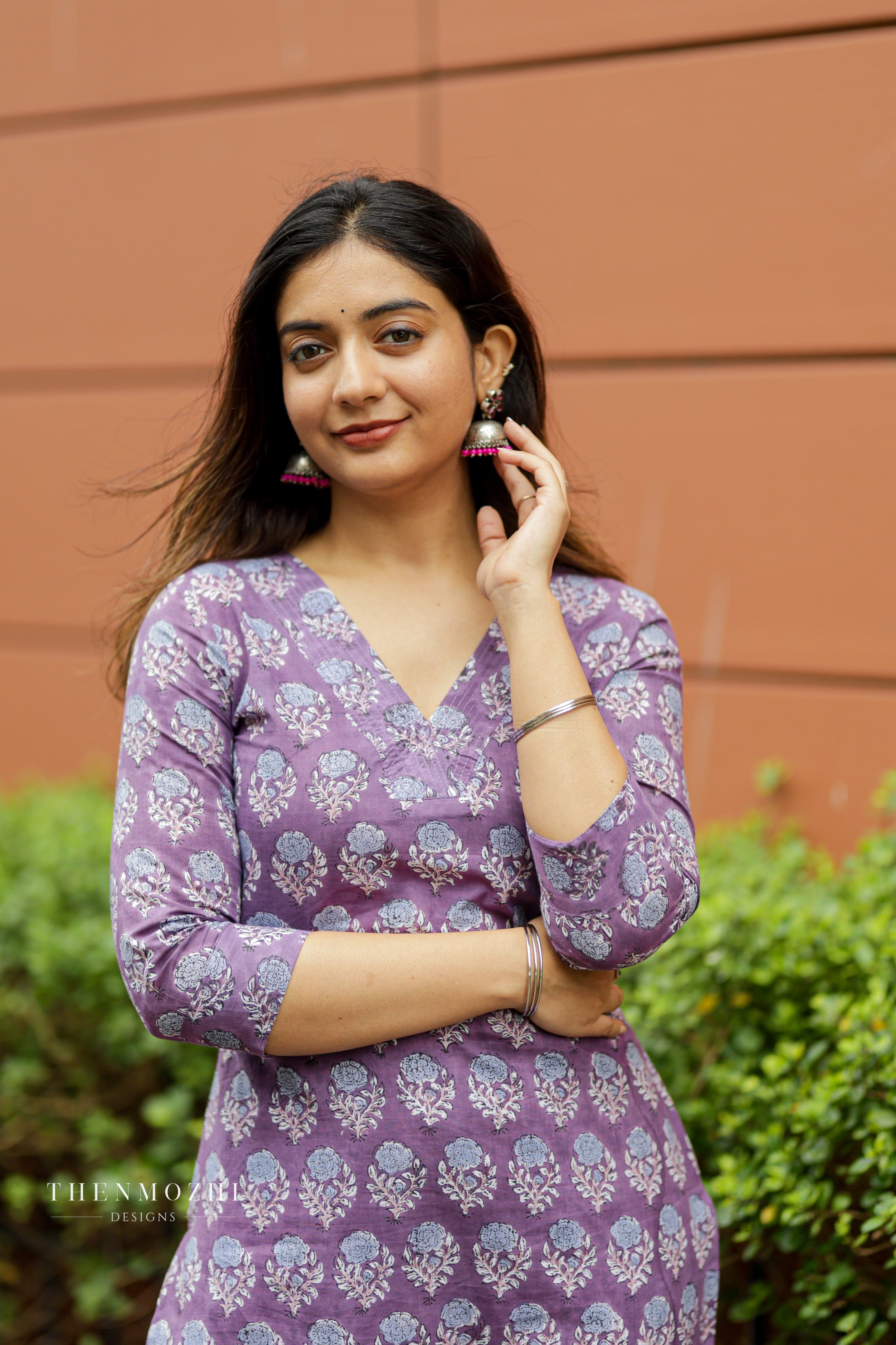 Lavender purple block printed coord set